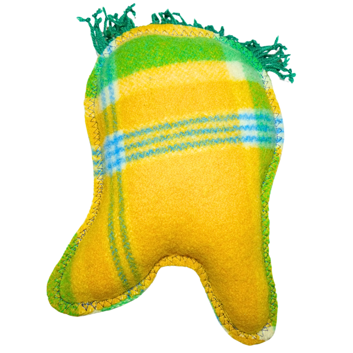 Cuddle Monster, Medium green & yellow with green fluffy hair