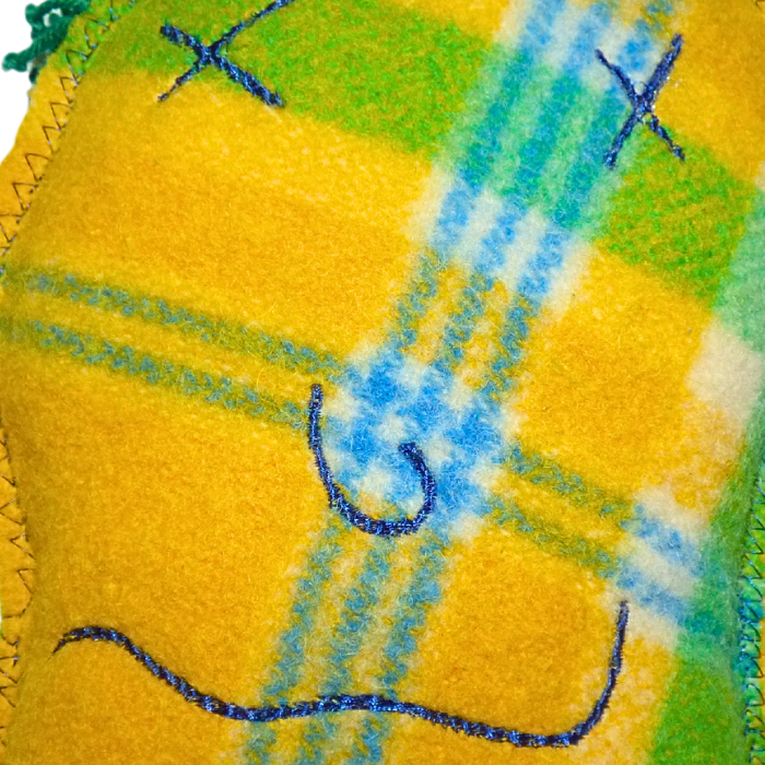 Cuddle Monster, Medium green & yellow with green fluffy hair