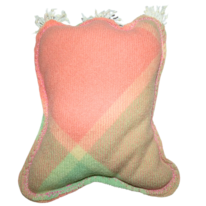 Cuddle Monster, pink & green medium with white fluffy hair