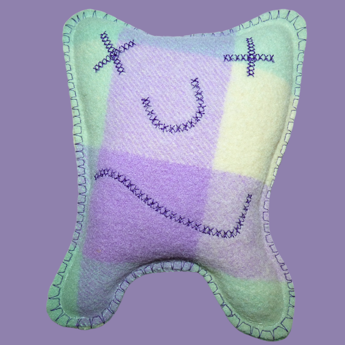 Cuddle Monster, purple, green & cream medium 