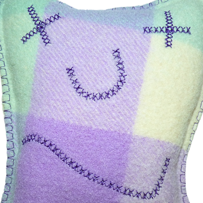Cuddle Monster, purple, green & cream medium 