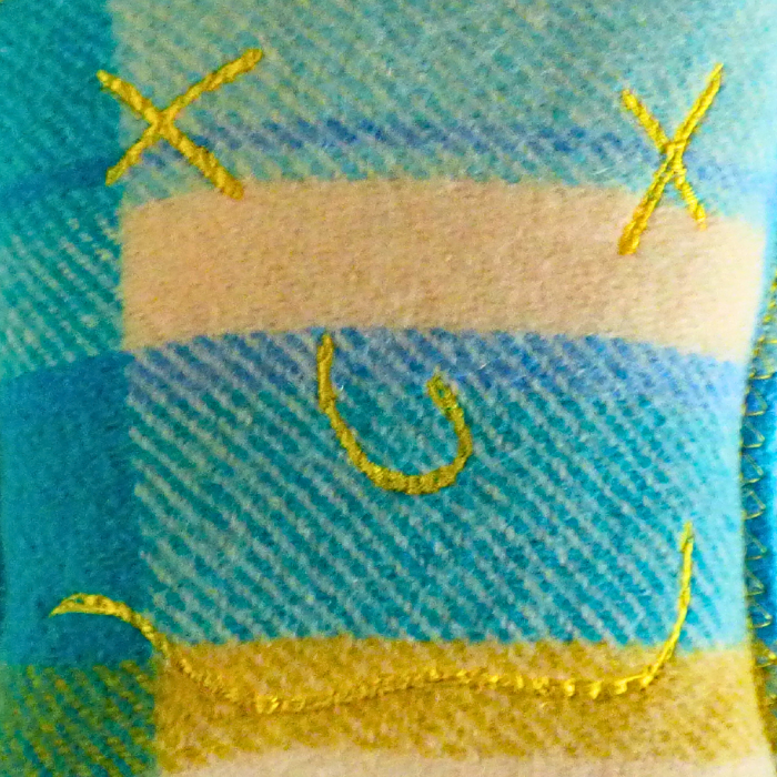 Cuddle Monster, Medium blue, yellow & cream with white spiky hair