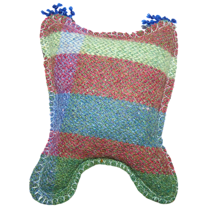 Cuddle Monster, green, red & blue medium with blue hair