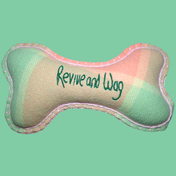 Gorgeous large pink & green Dog Bone wool