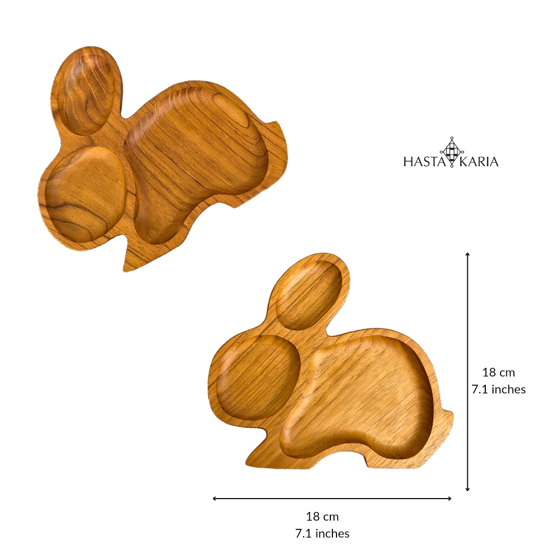 Wooden Bunny-Shaped Plate