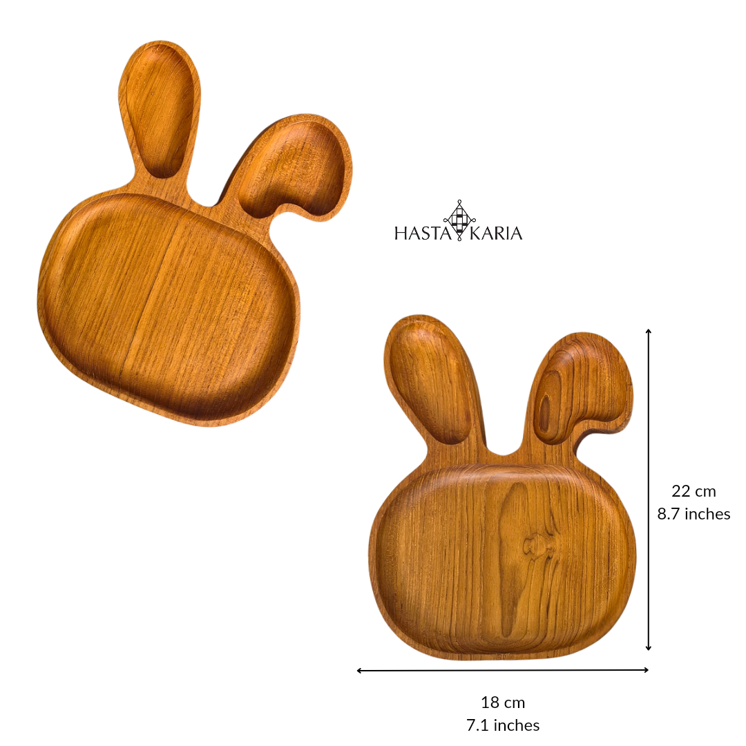 Wooden Bunny-Shaped Plate