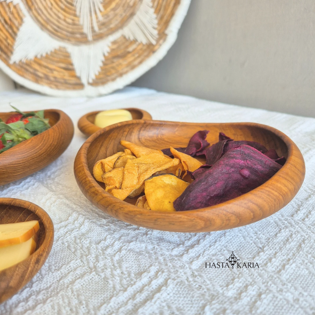 Concave Wooden Serving  and Condiment Plates