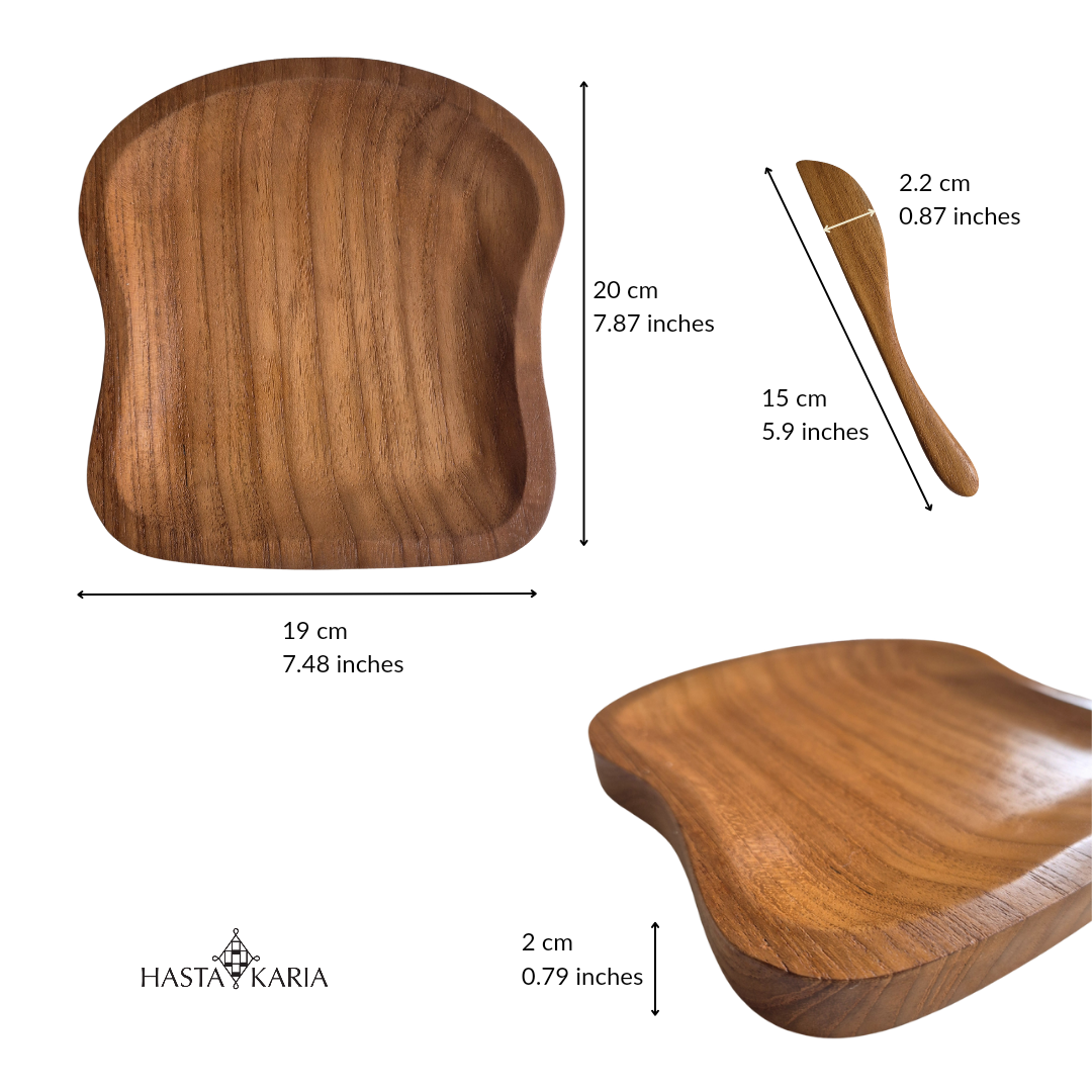 Teakwood Bread Plate and Butter Knife Set