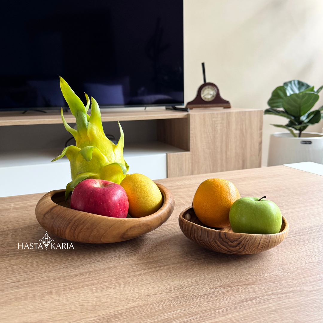 Concave Wooden Serving  and Condiment Plates