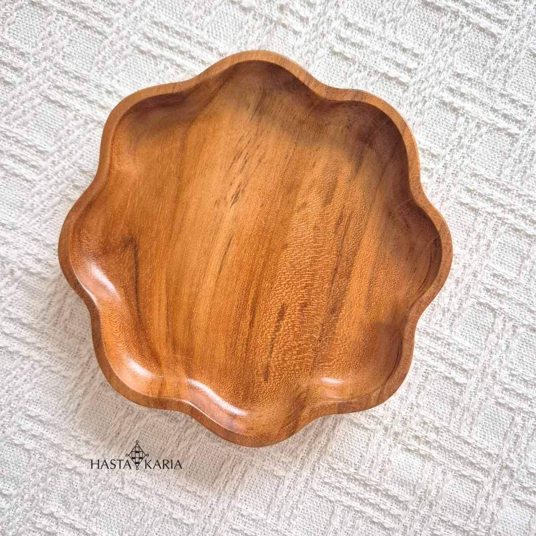 Flower Shape Wooden Plate