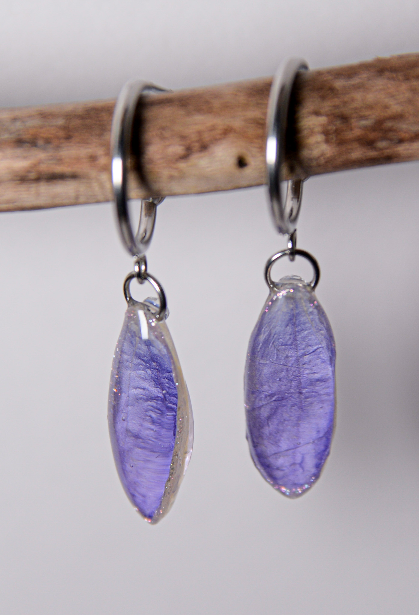 Boucles d'oreilles en résine florale