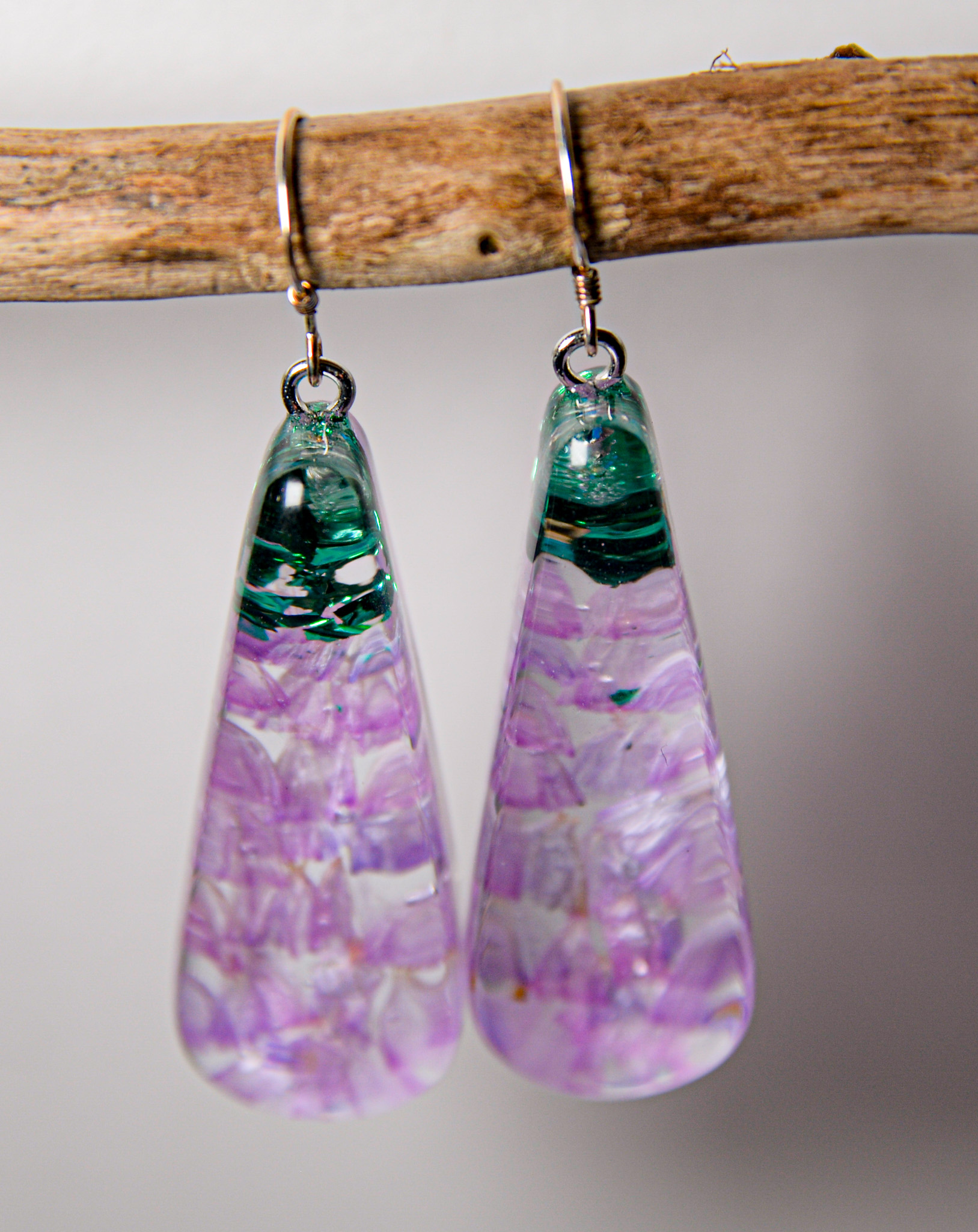 Boucles d'oreilles en résine florale