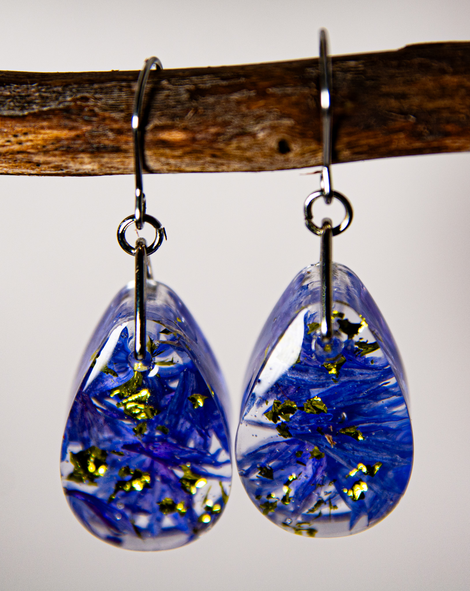 Boucles d'oreilles en résine florale