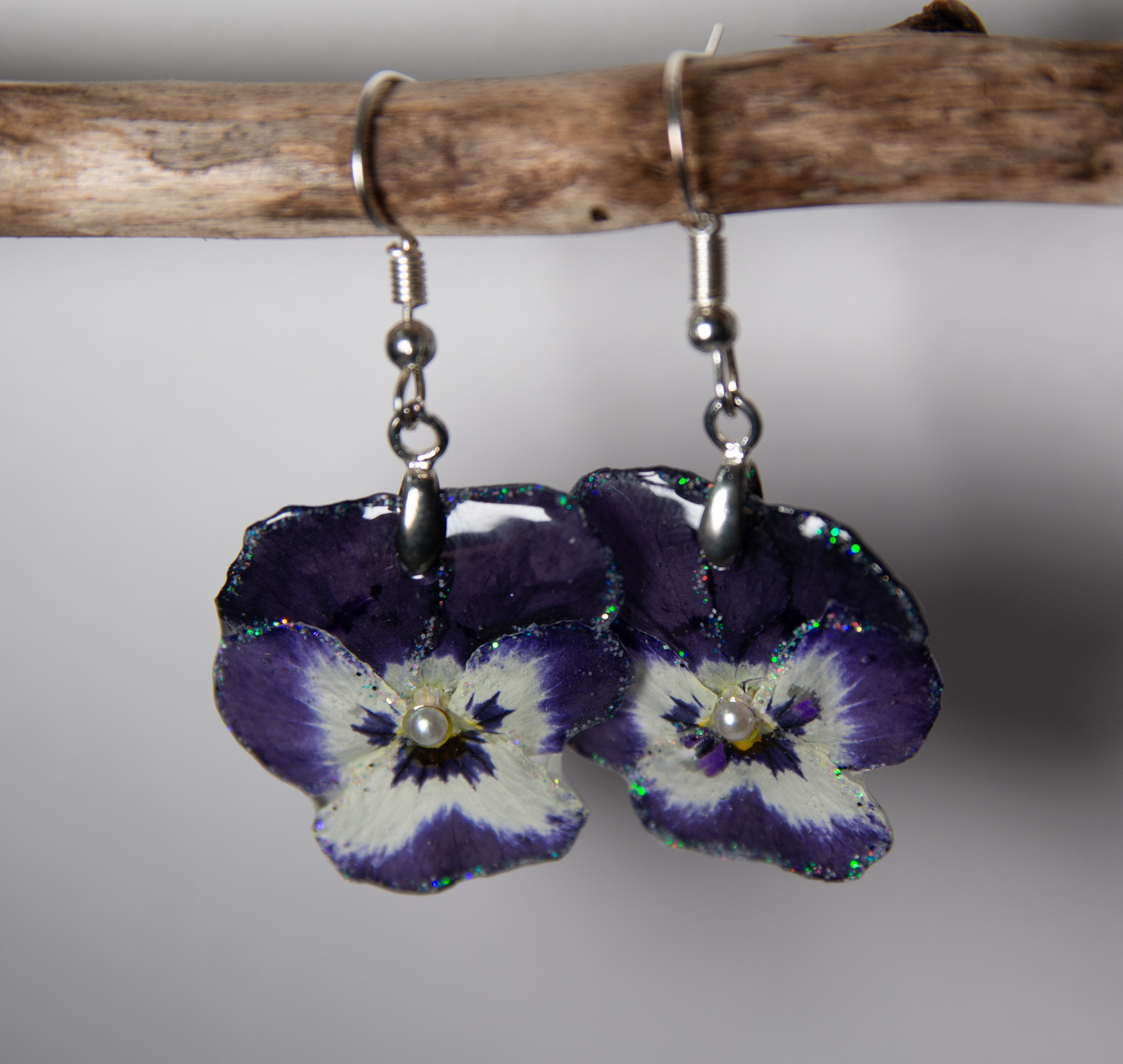 Boucles d'oreilles en Pensée