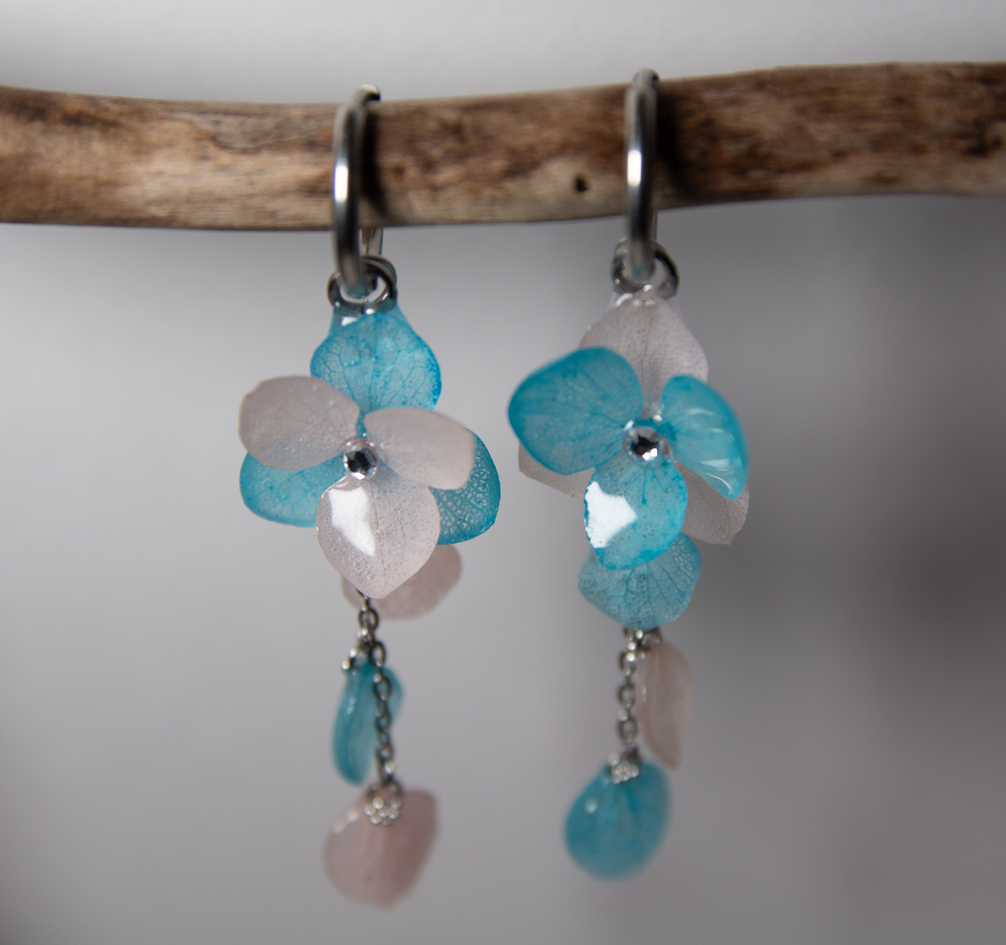 Boucles d'oreilles en Hortensia stabilisé