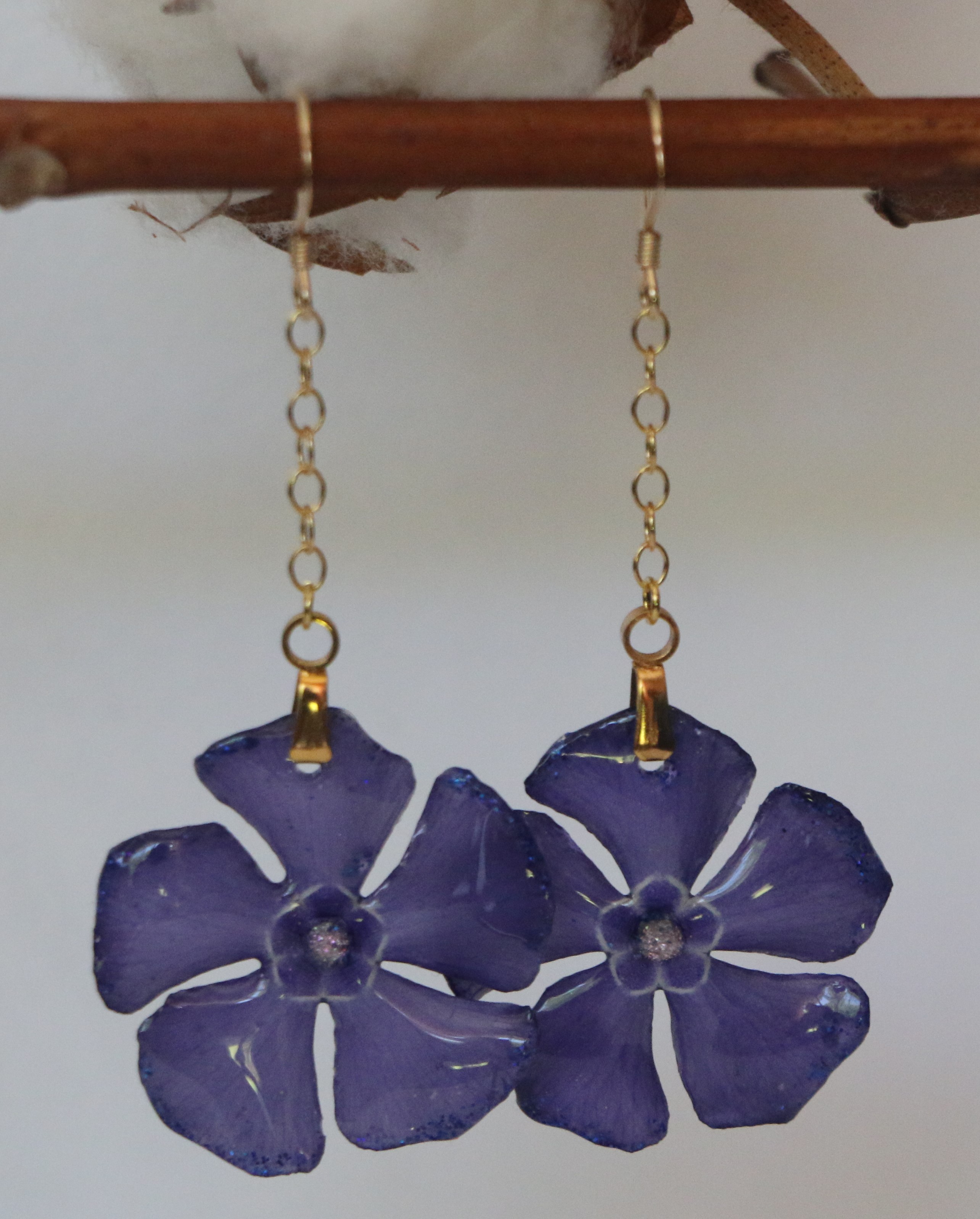 Boucles d'oreilles Pervenche violette Or 14k