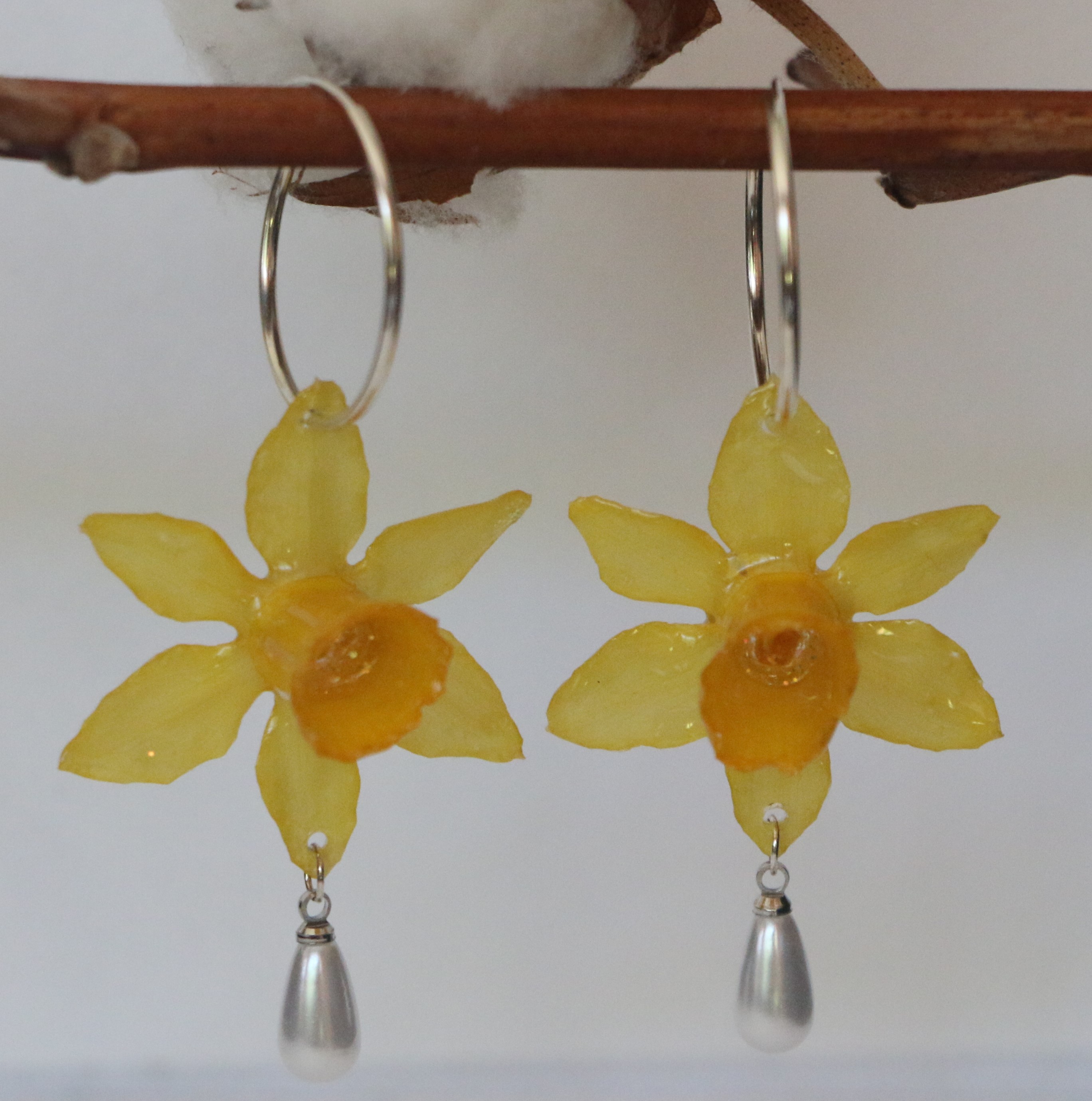 Boucles d'Oreilles Jonquille Créole 20 mm Argent 925