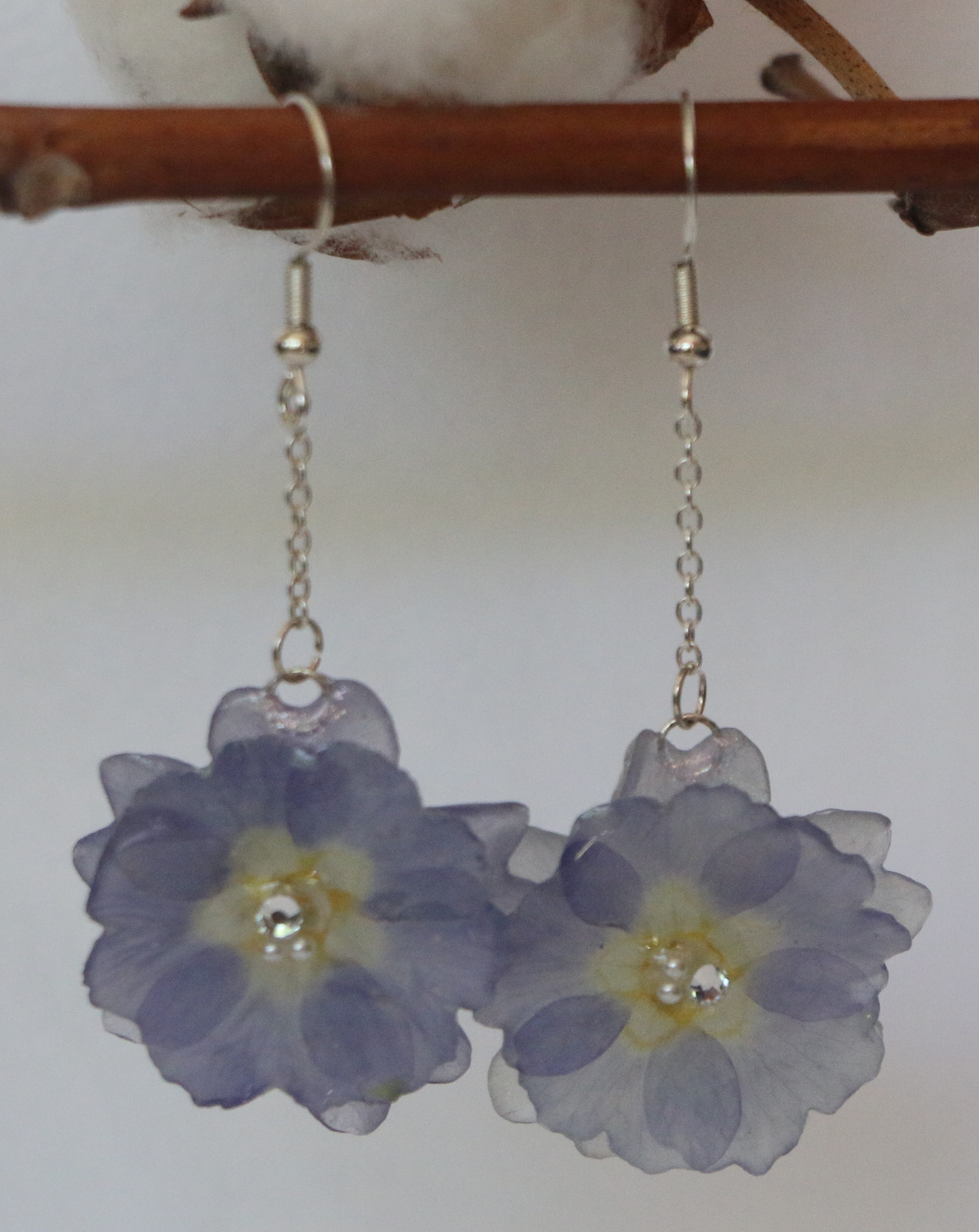 Boucles d'oreilles en primevère doublée argent 925