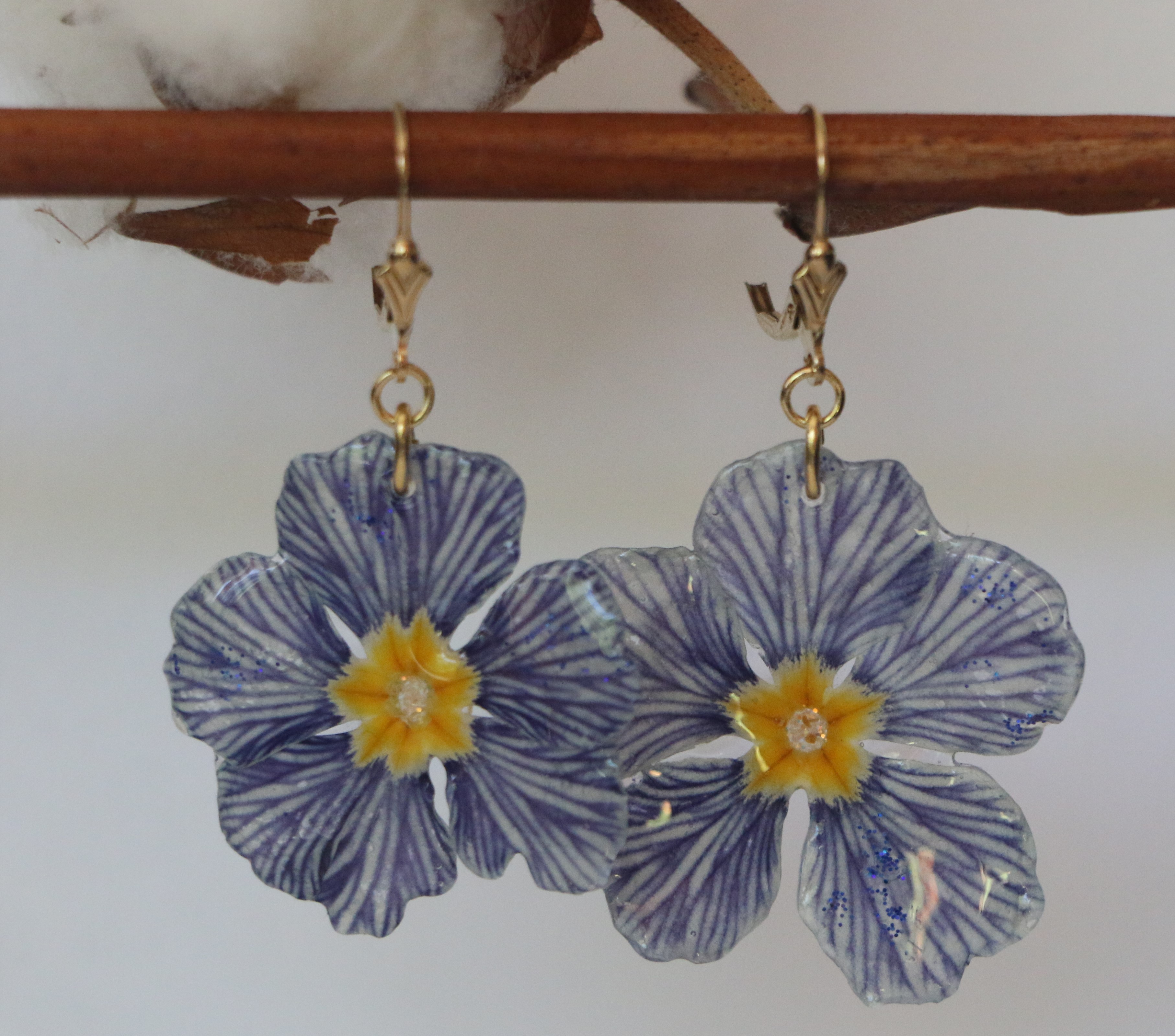 Boucles d'oreilles Primevère zébré dormeuse or 14k