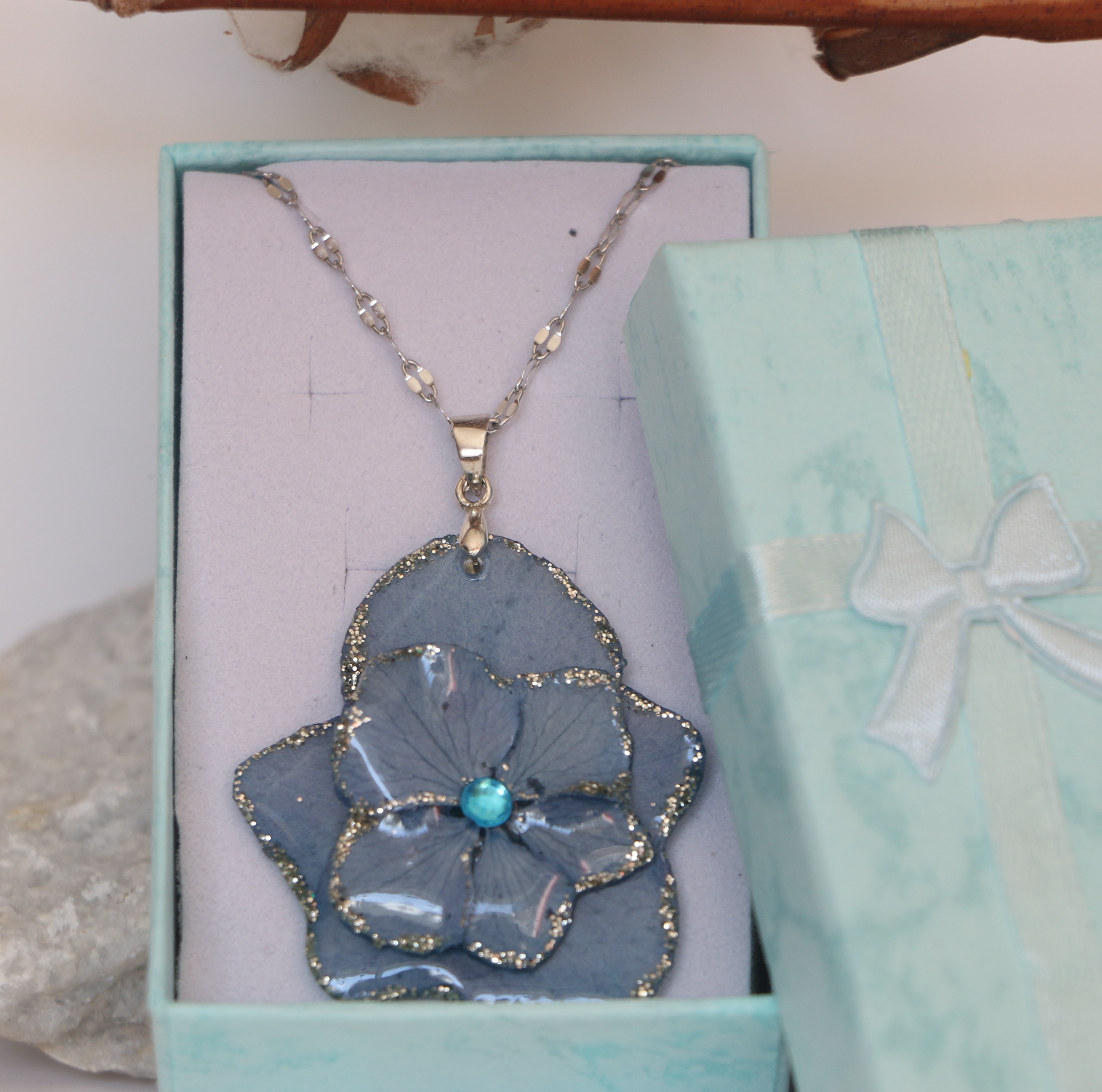 Pendentif en Hortensia Doublé