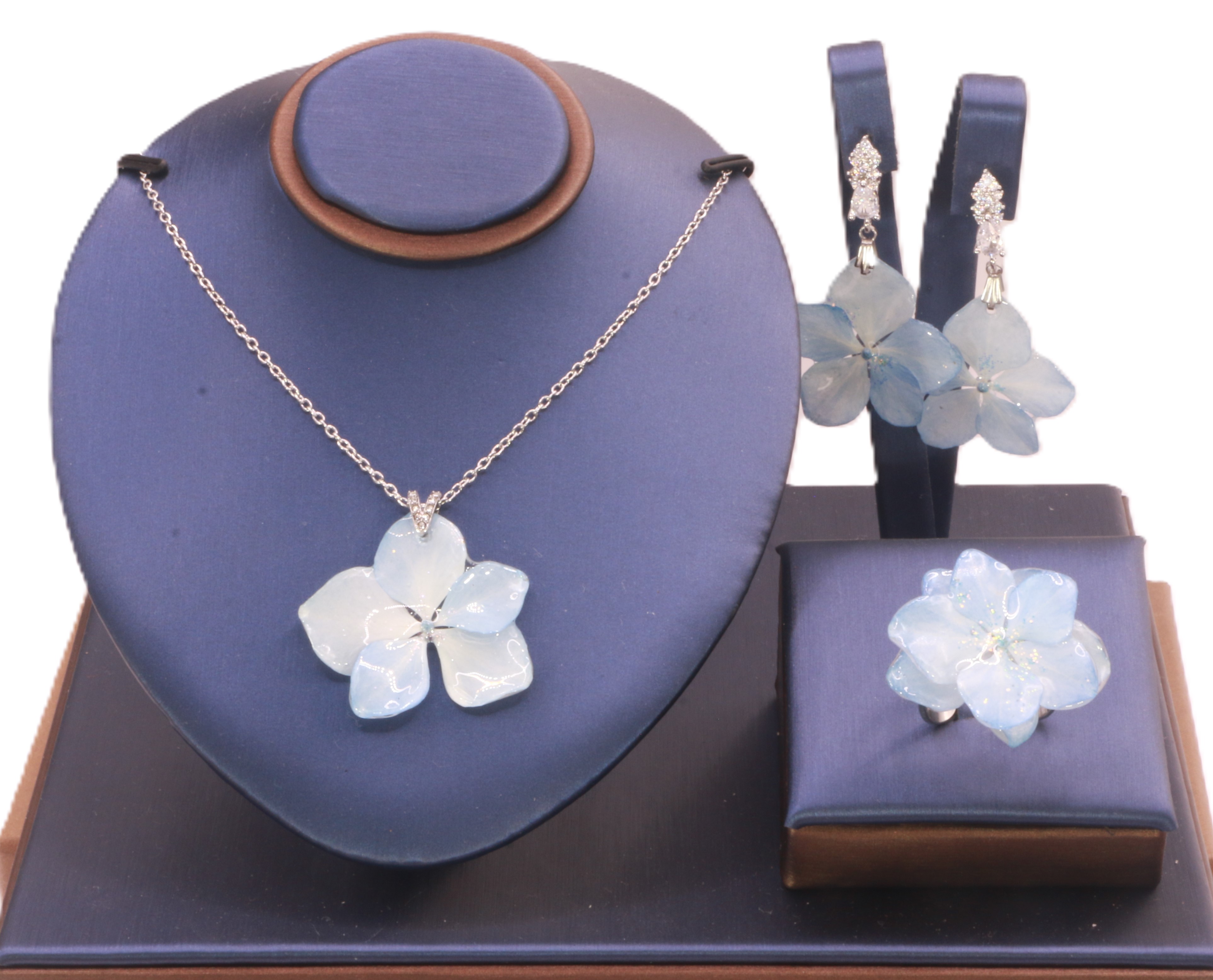 Parure 3 pièces en Hortensia Bleu clair