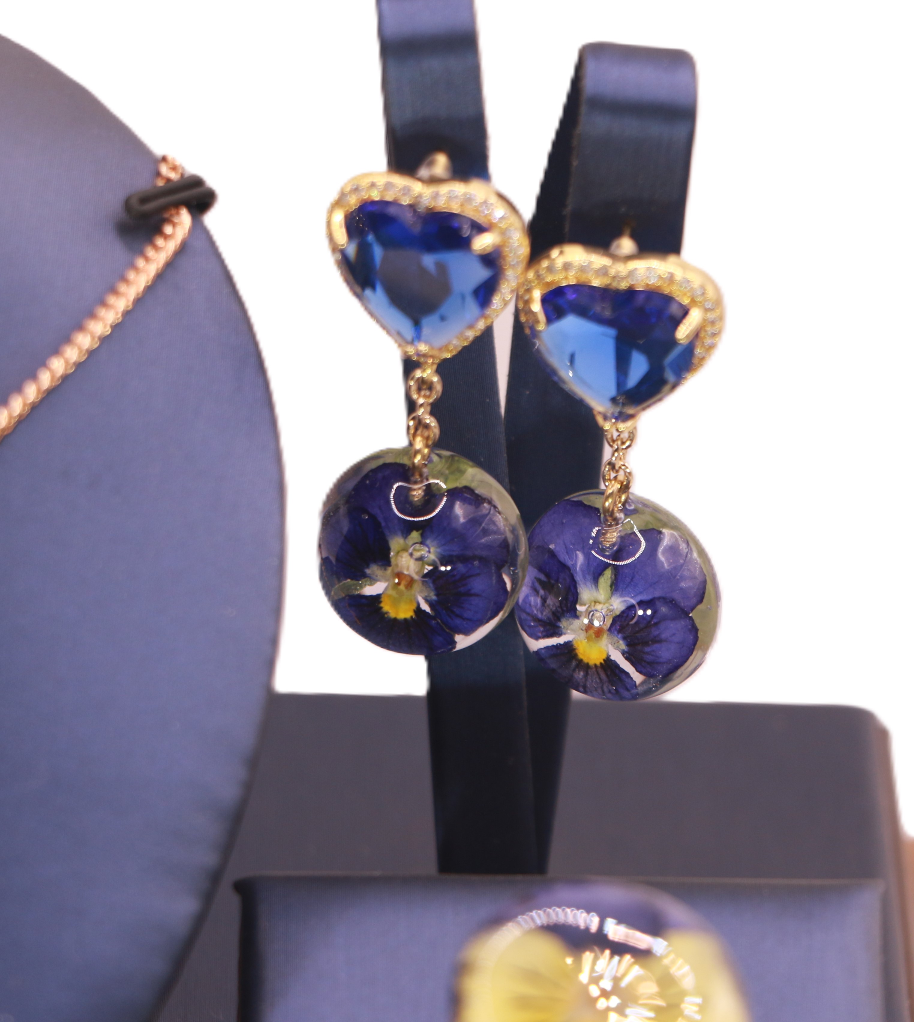 Parure 3 pièces en pensée bicolore