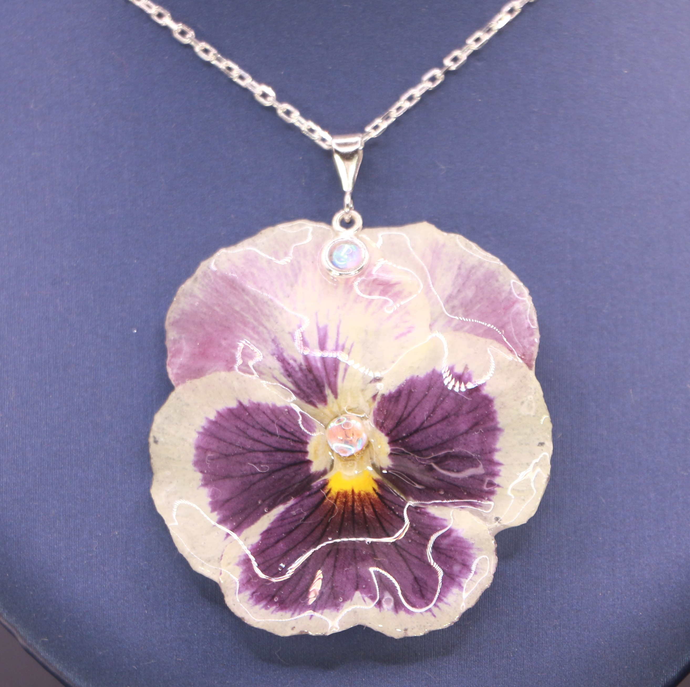 Parure 3 pièces en Pensées bicolore sur Argent 925