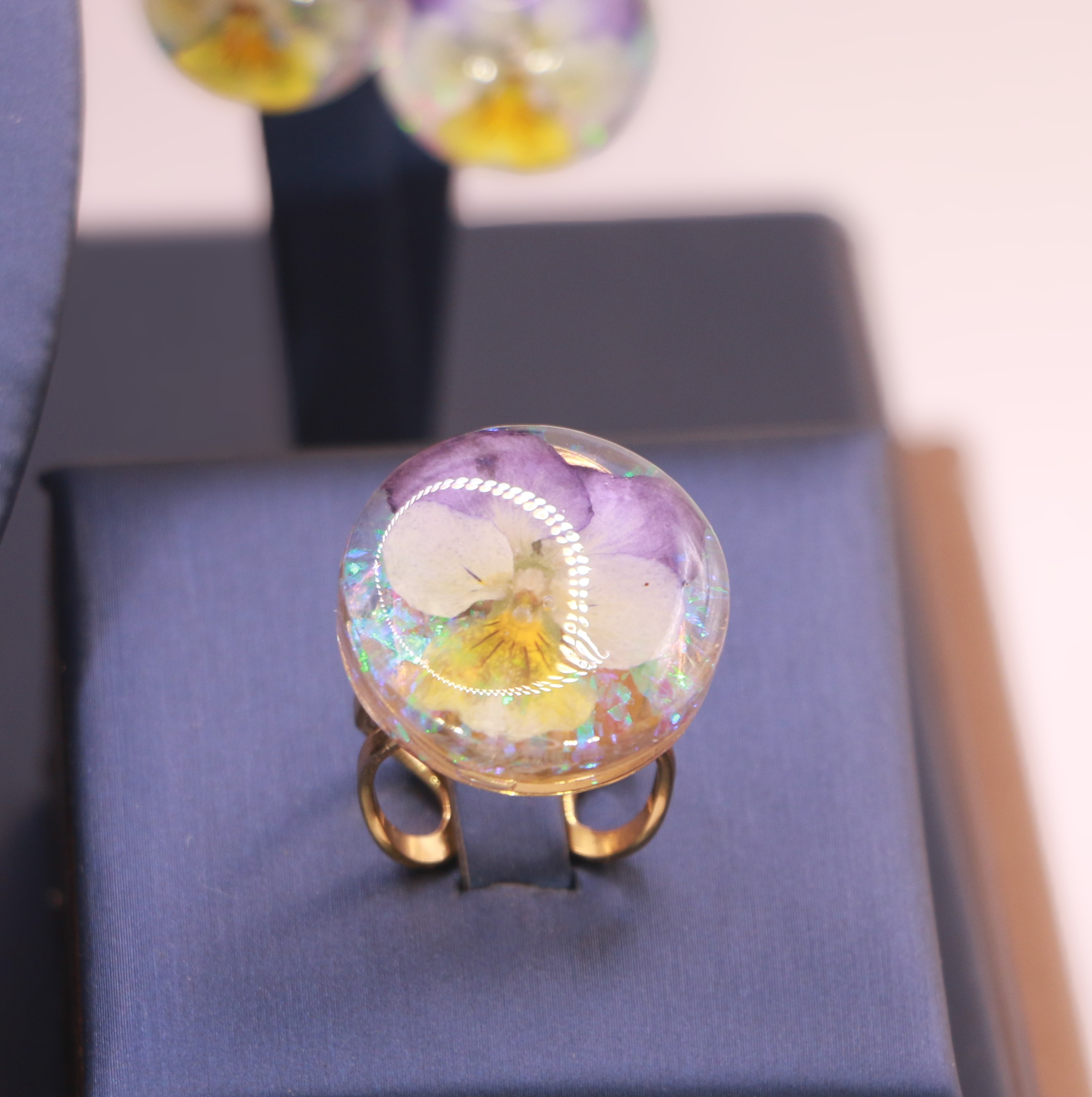 Parure 3 pièces en Pensée bicolore