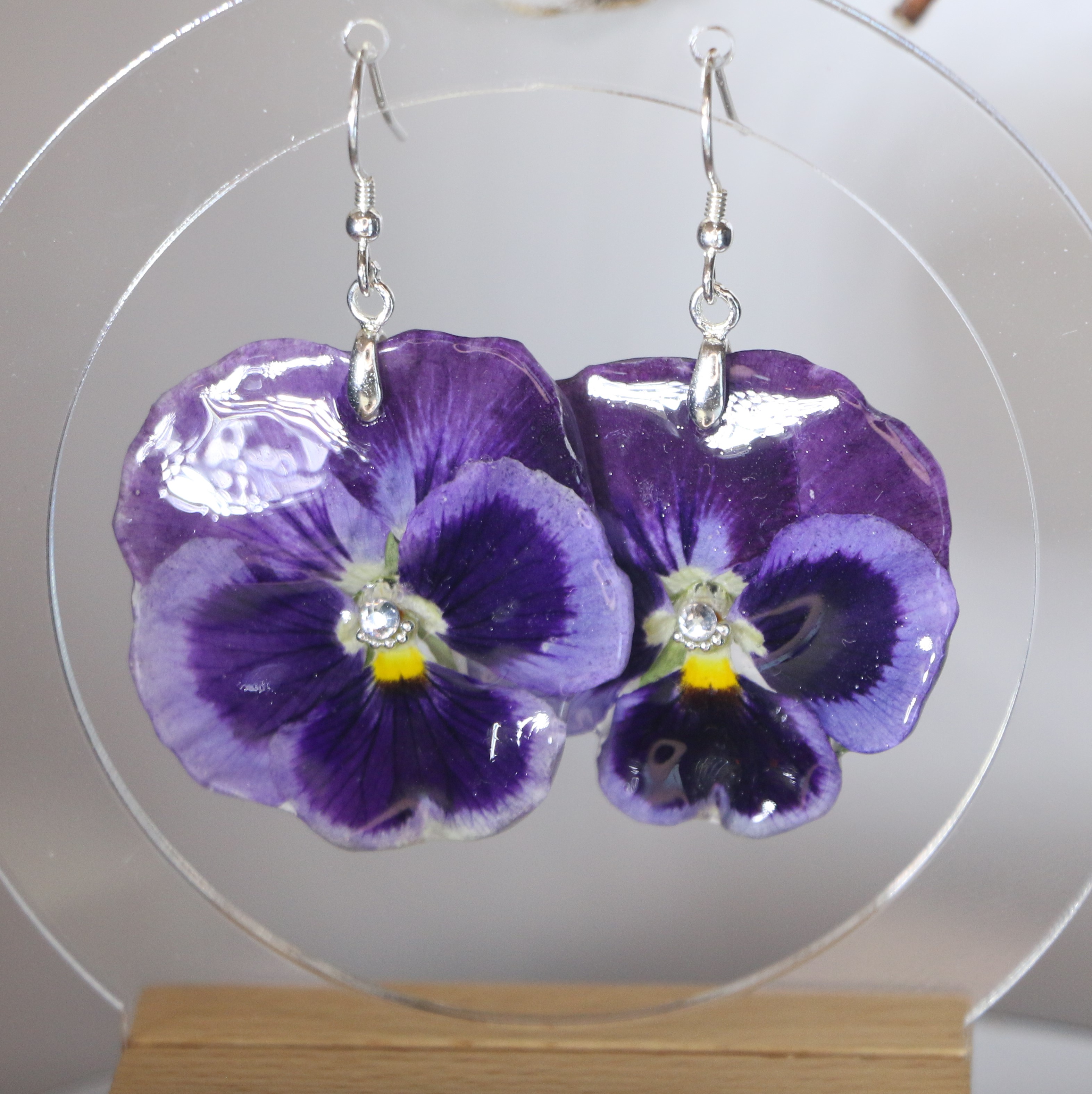 Boucles d'oreilles en Pensée Bicolore Argent 925