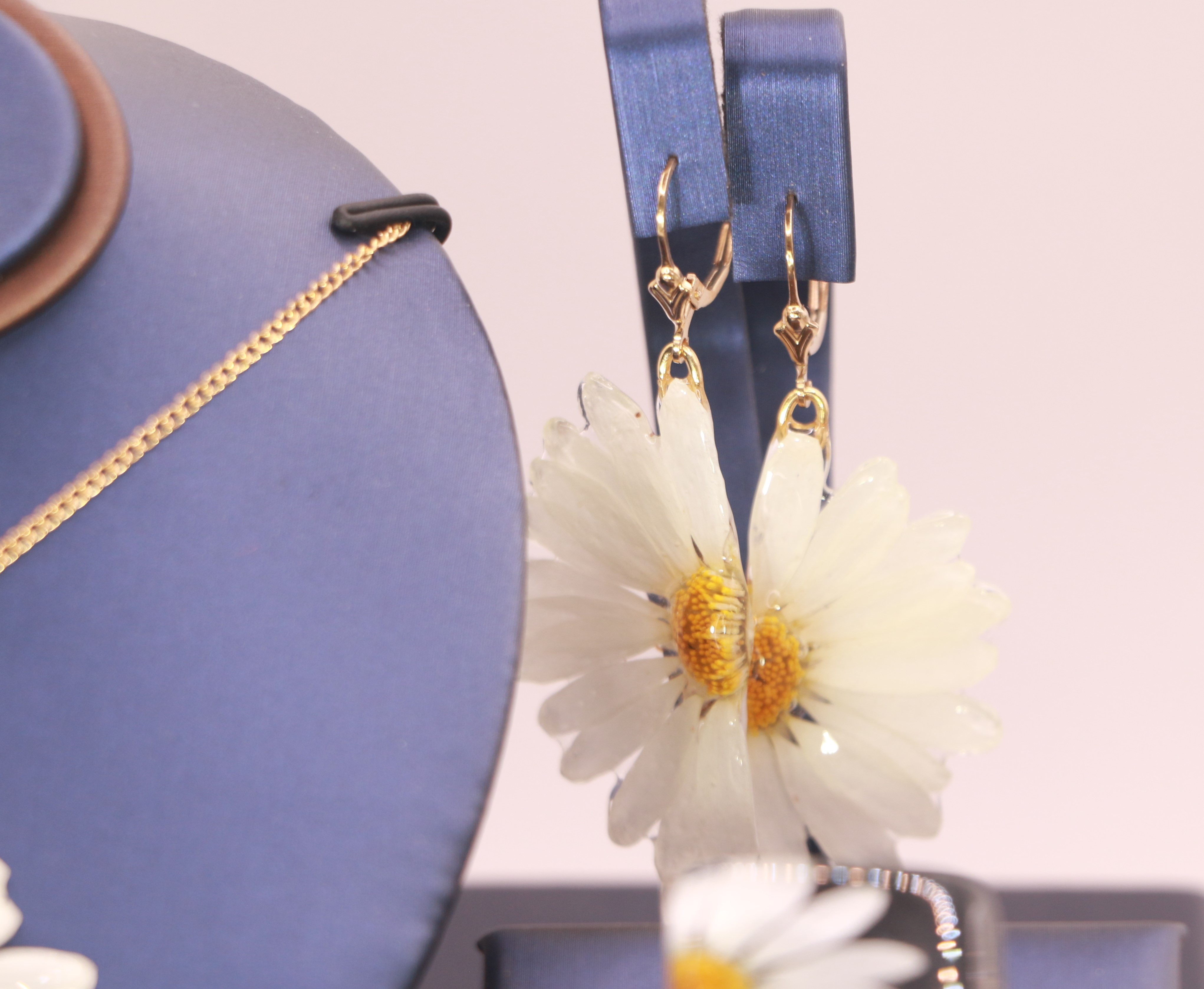 Parure 3 pièces en Camomille et Or 14k