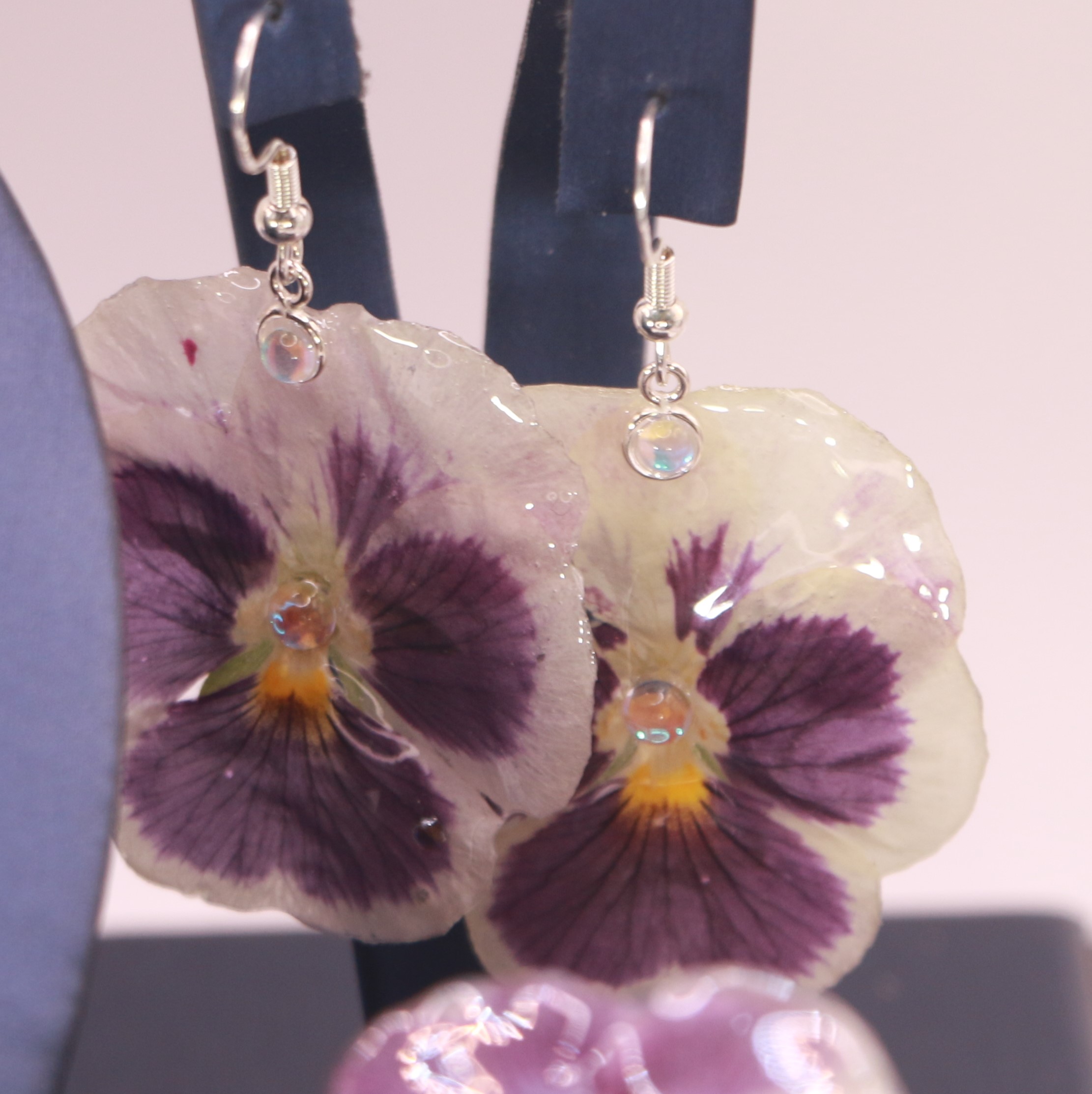 Parure 3 pièces en Pensées bicolore sur Argent 925