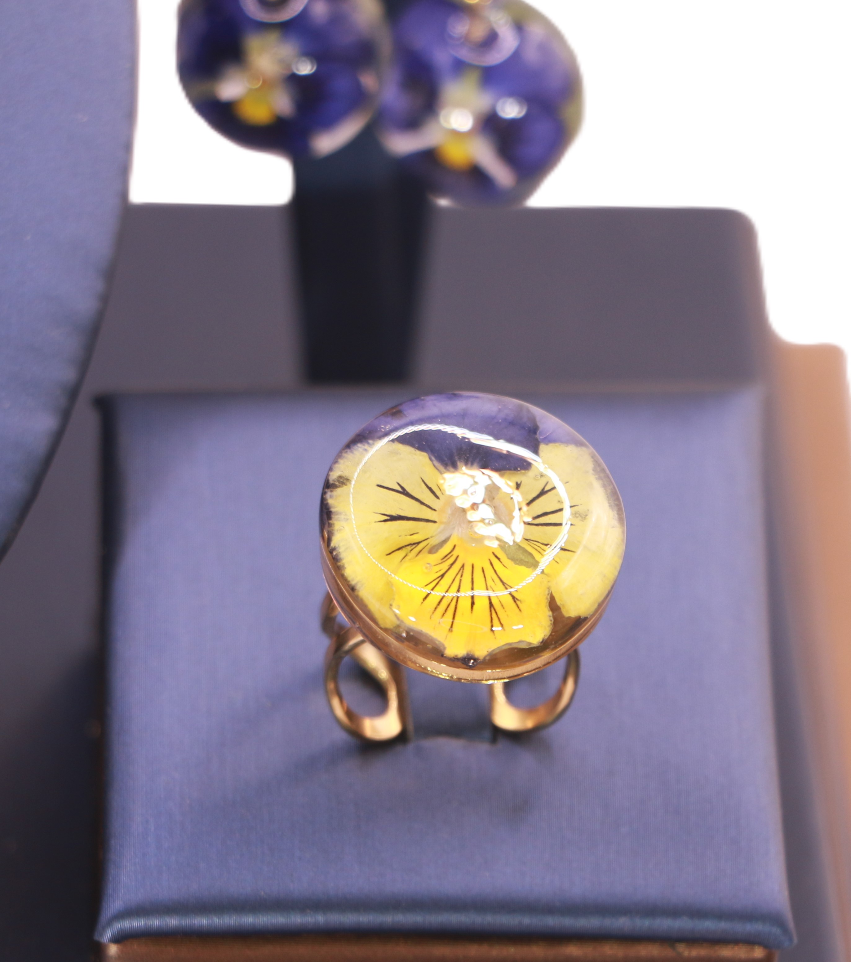 Parure 3 pièces en pensée bicolore