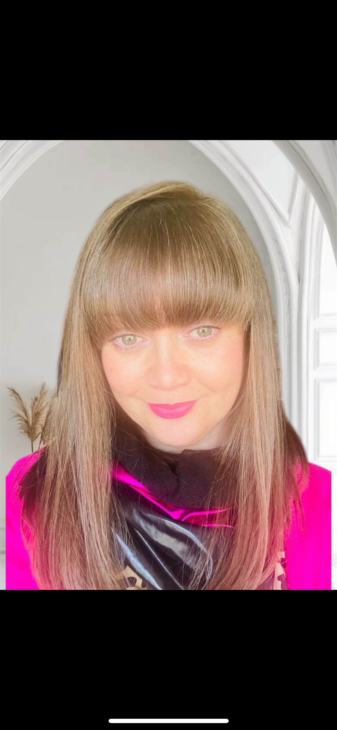 BEBOP BOUTIQUE METALLIC AND FLEECE SNOOD IN CERISE PINK AND BLACK