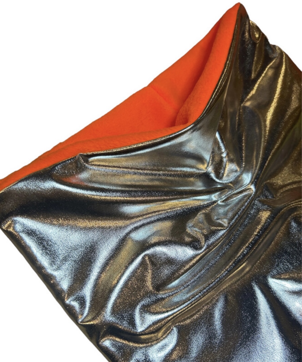BEBOP BOUTIQUE SILVER AND NEON METALLIC ORANGE FLEECE SNOOD