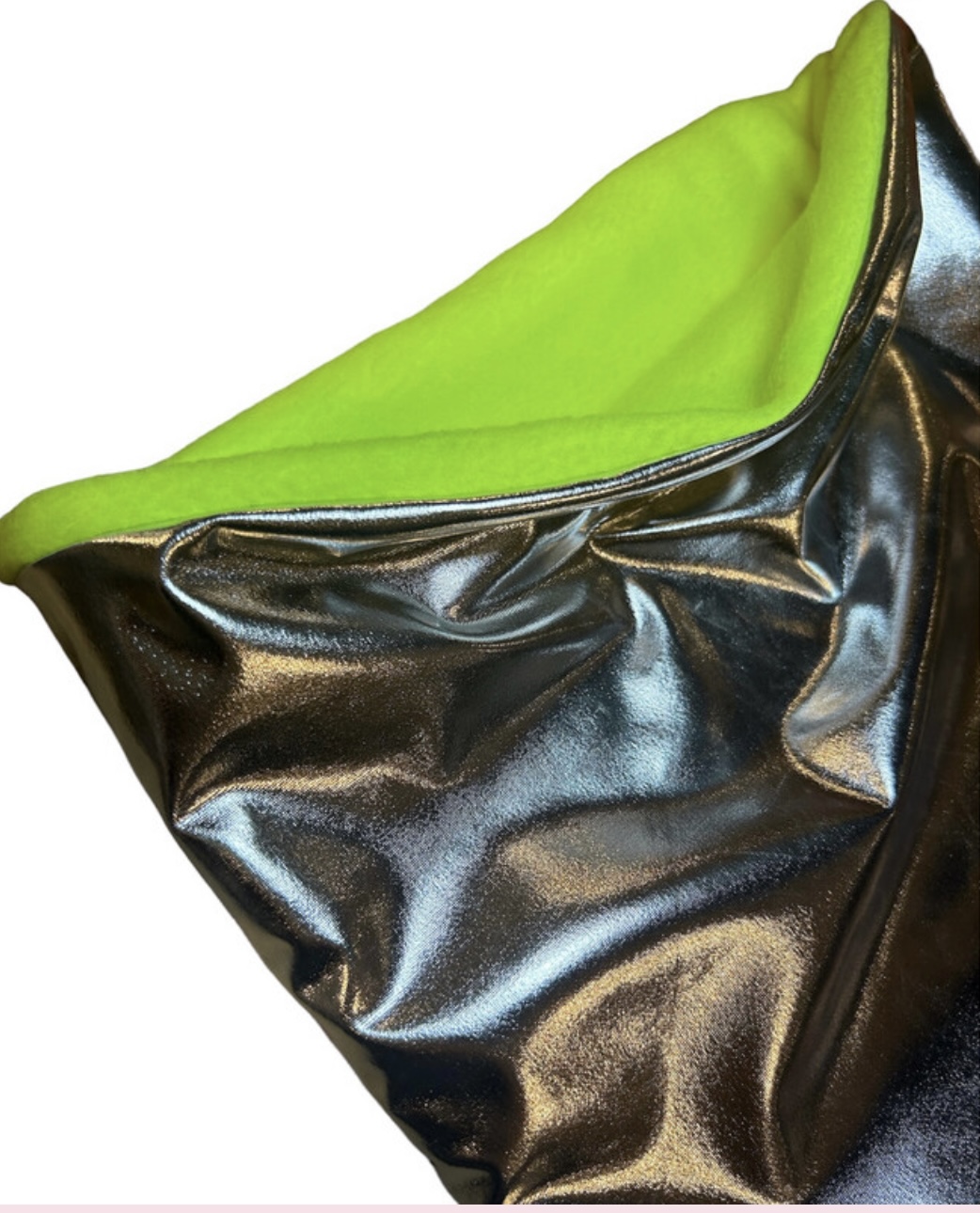 BEBOP BOUTIQUE METALLIC SILVER AND NEON YELLOW FLEECE SNOOD