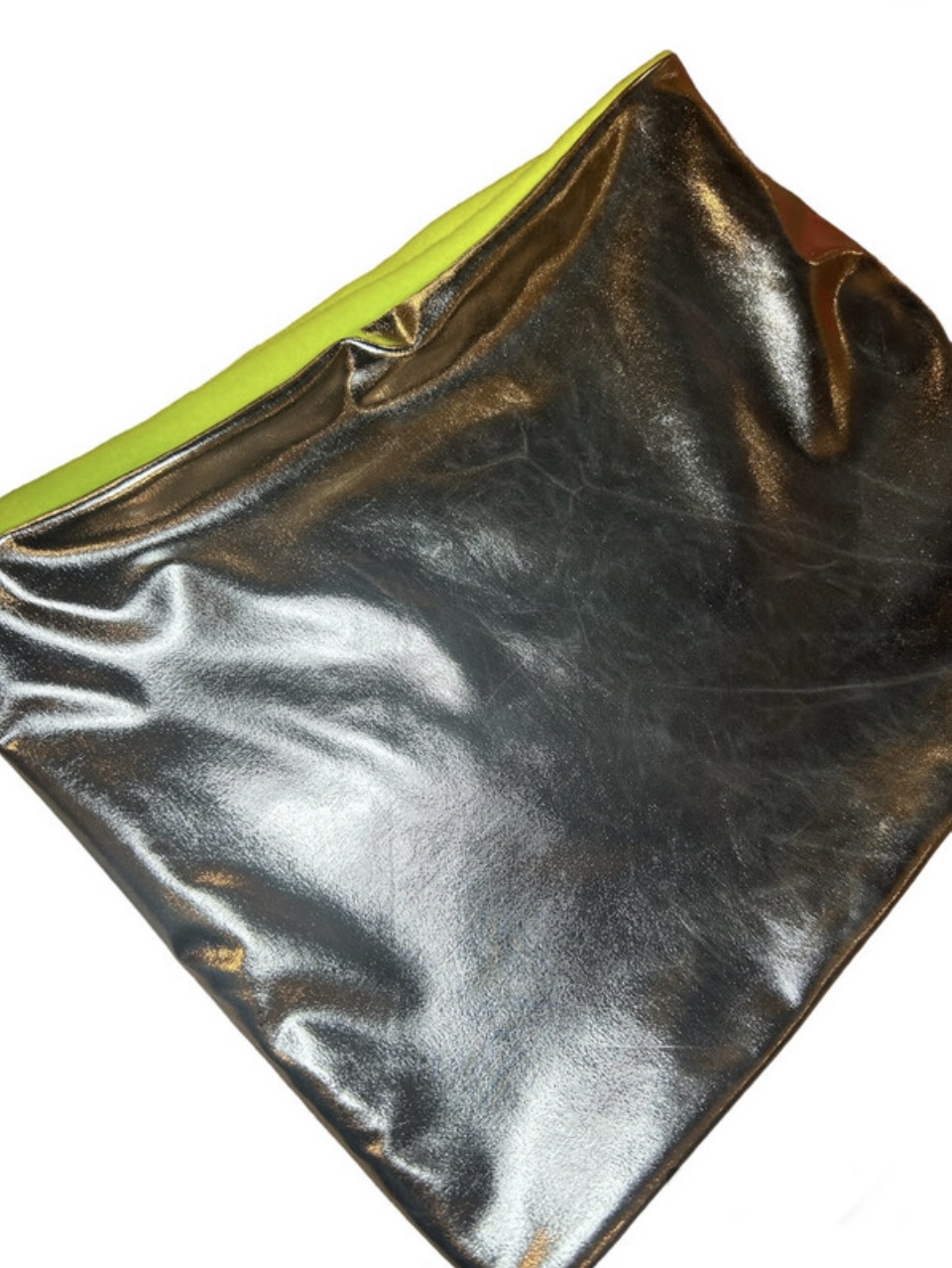 BEBOP BOUTIQUE METALLIC SILVER AND NEON YELLOW FLEECE SNOOD