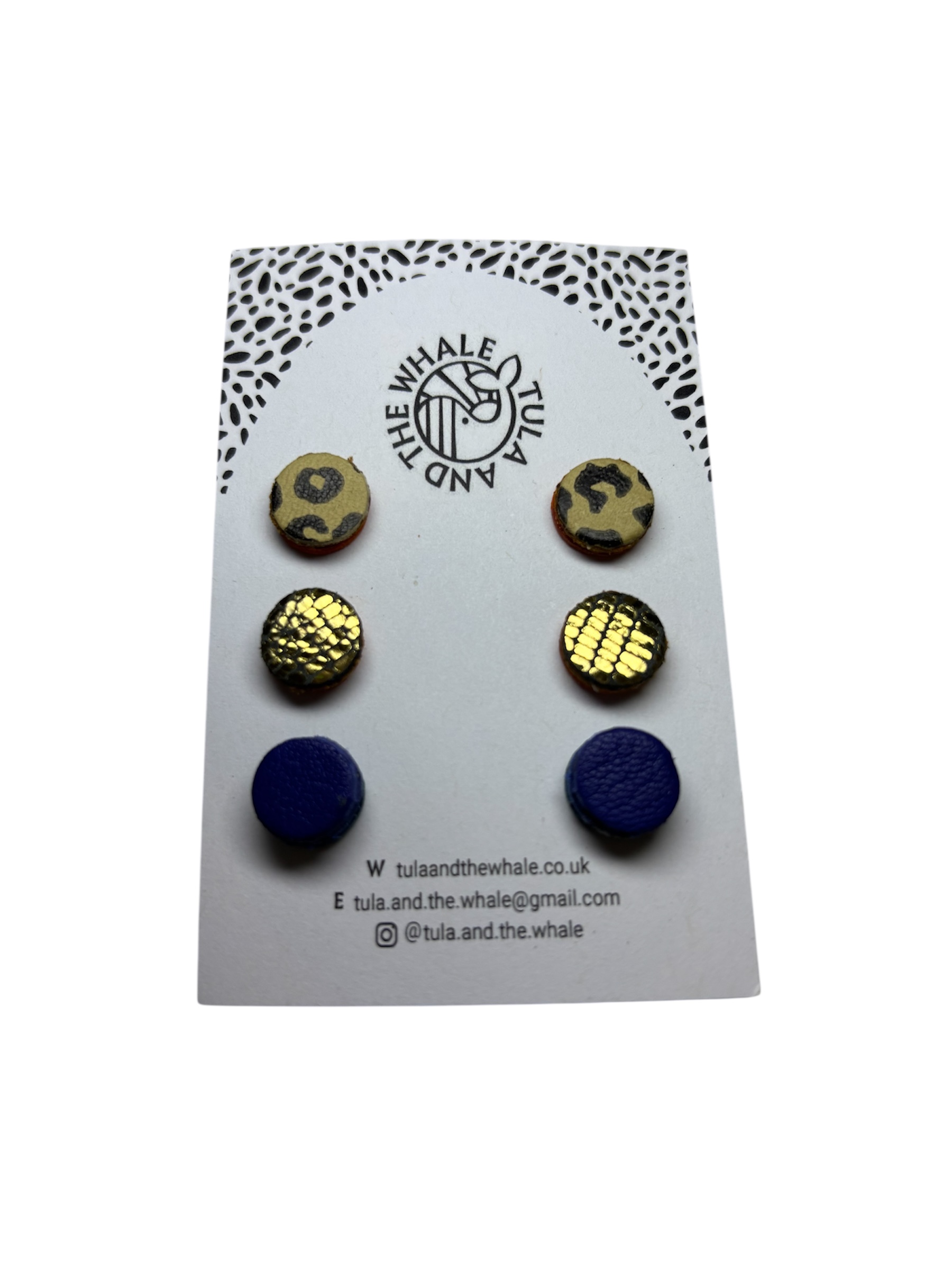 MINI STUD SET - LEOPARD, LIZARD GOLD AND NAVY