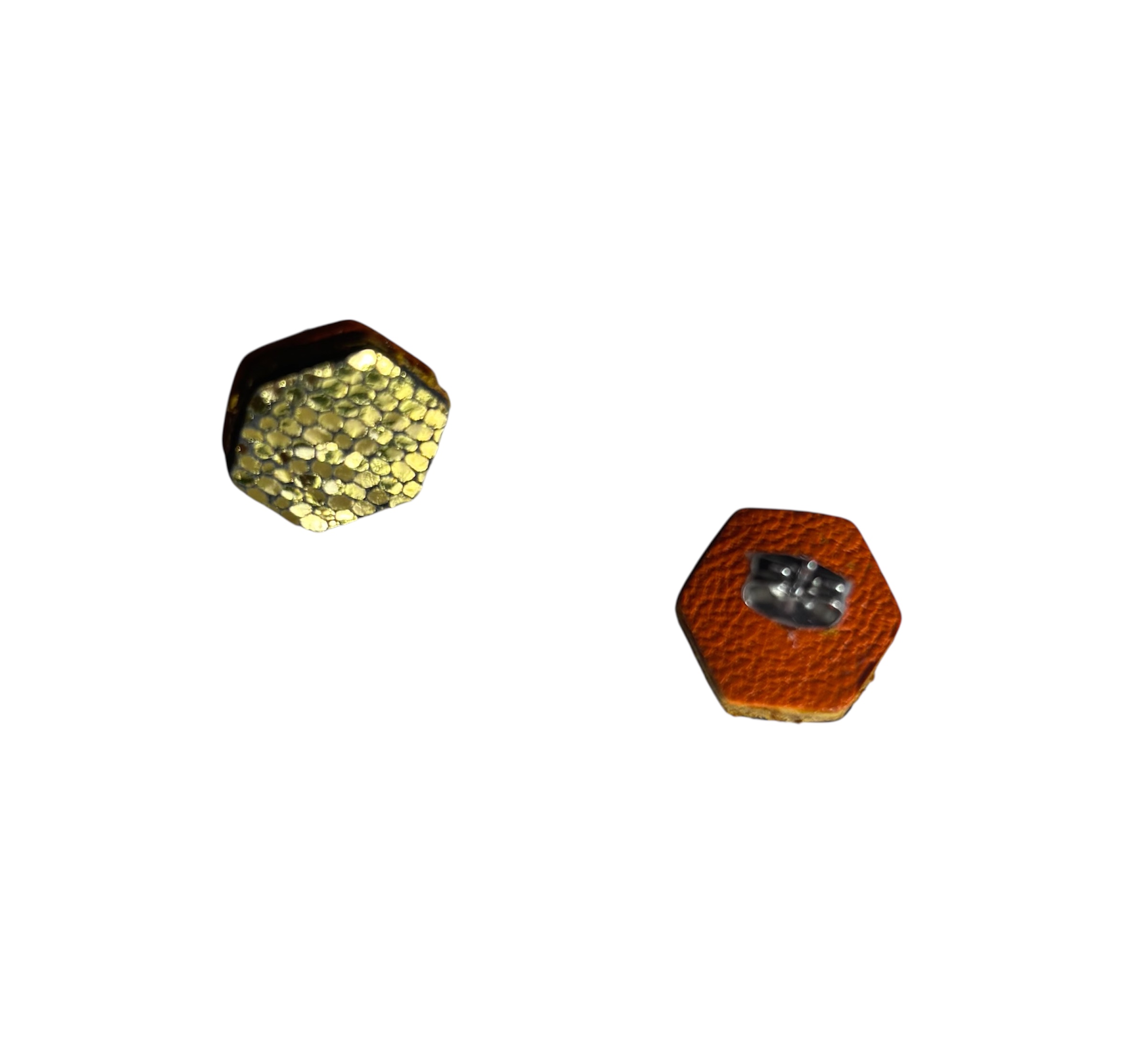 HEXAGON STUDS - LIZARD GOLD