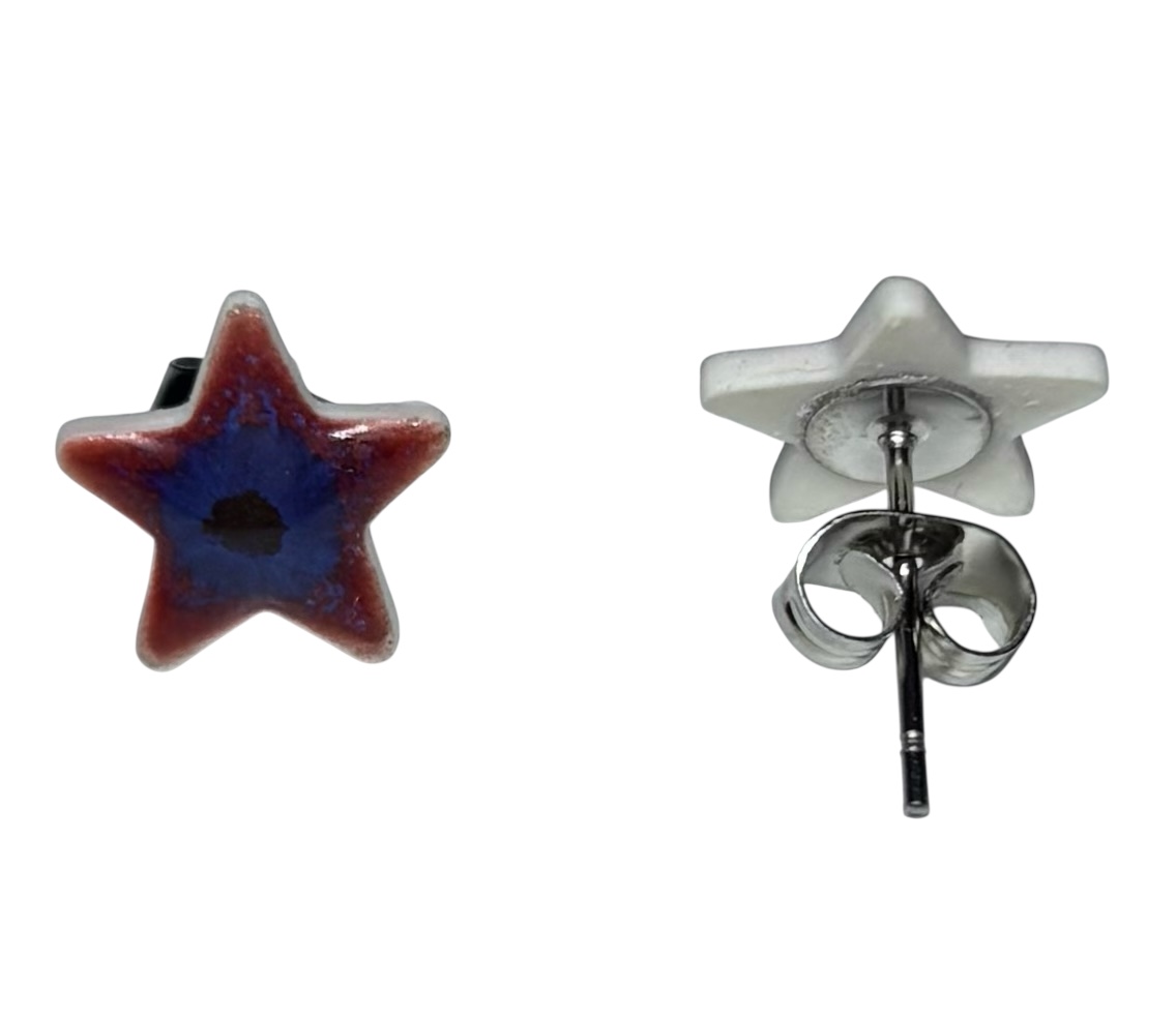 Studio 23 Star stud earrings - Burgundy/Navy