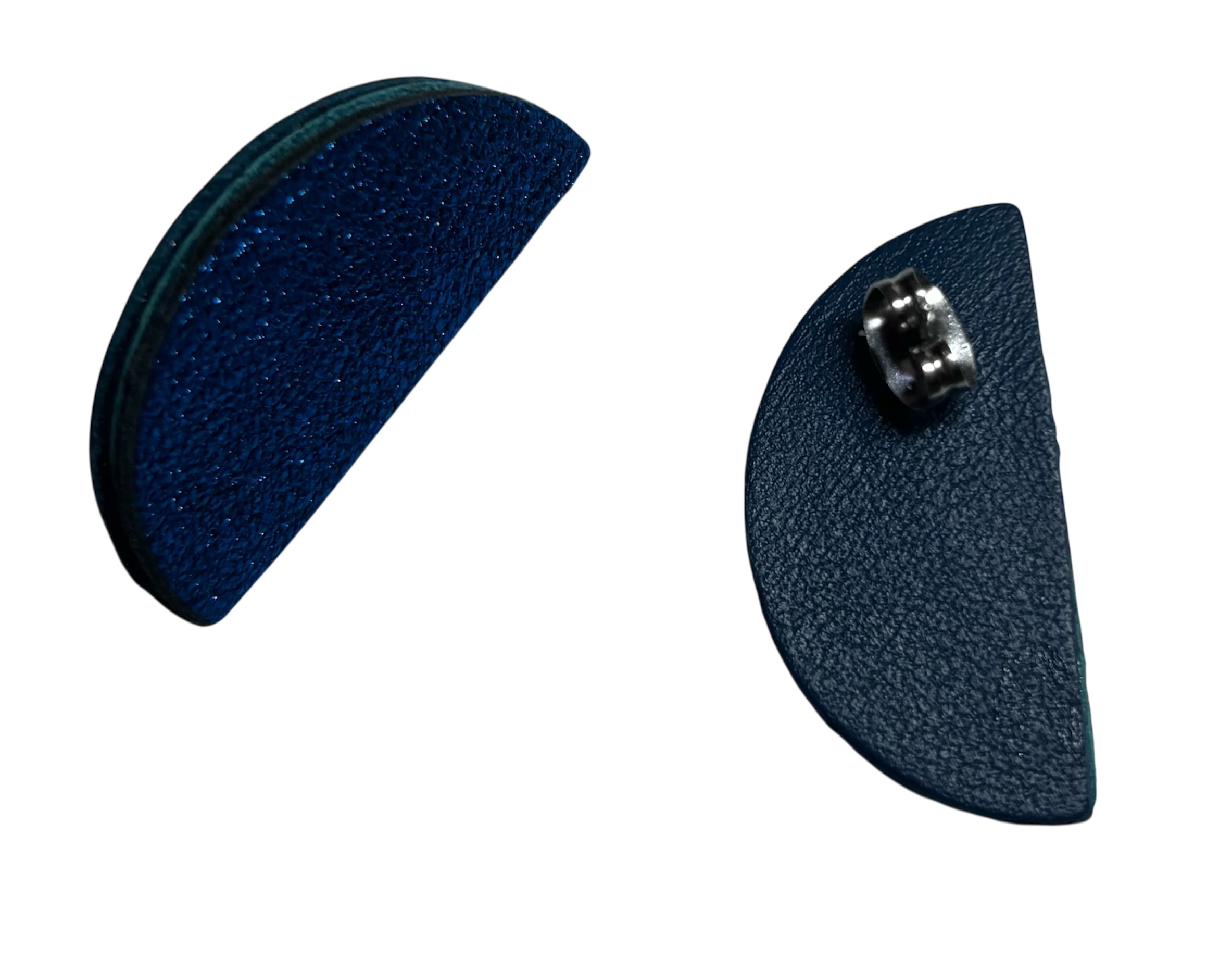 SEMI CIRCLE STUDS - METALLIC BLUE