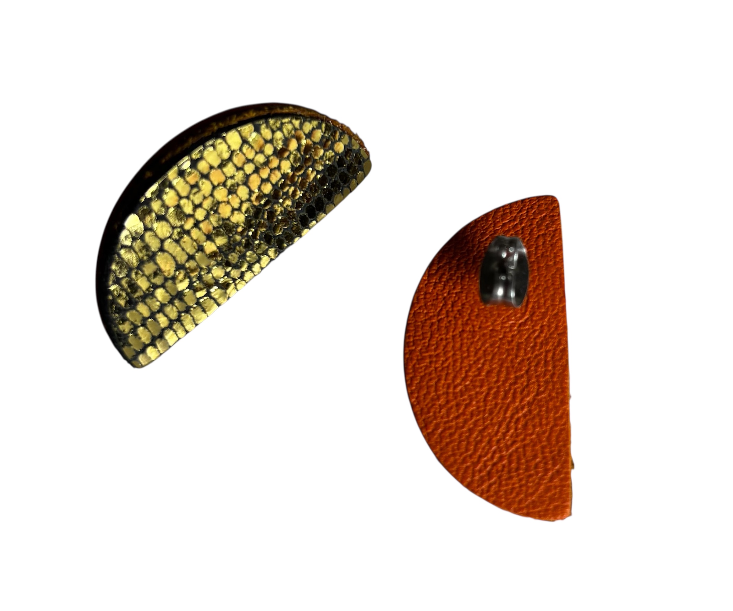 SEMI CIRCLE STUDS - LIZARD GOLD