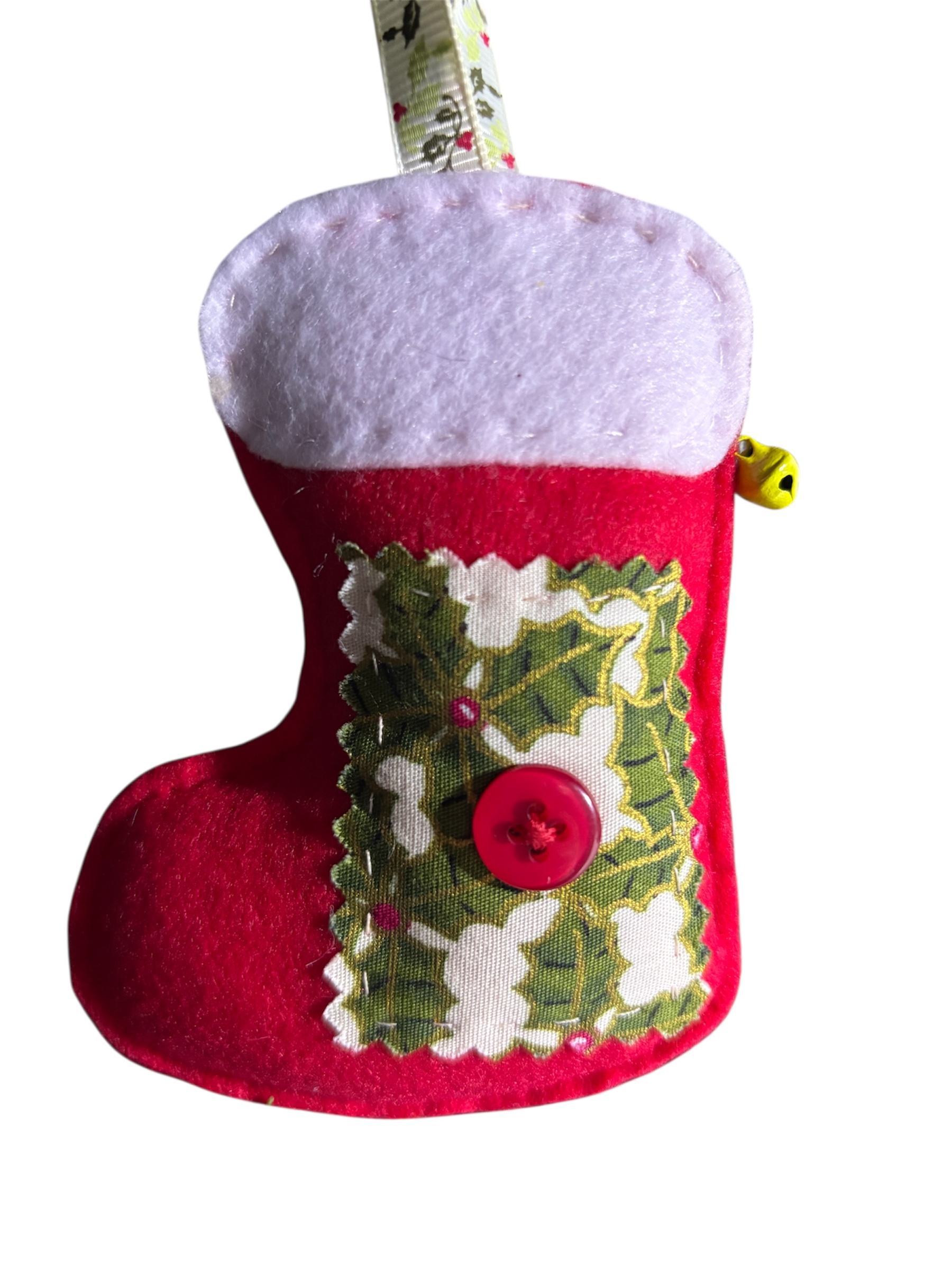 Handmade felt Christmas stocking hanging decoration