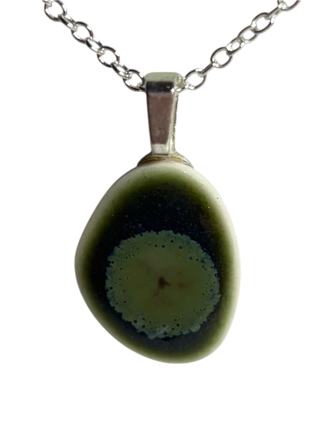 Studio 23 porcelain pebble pendant - Olive