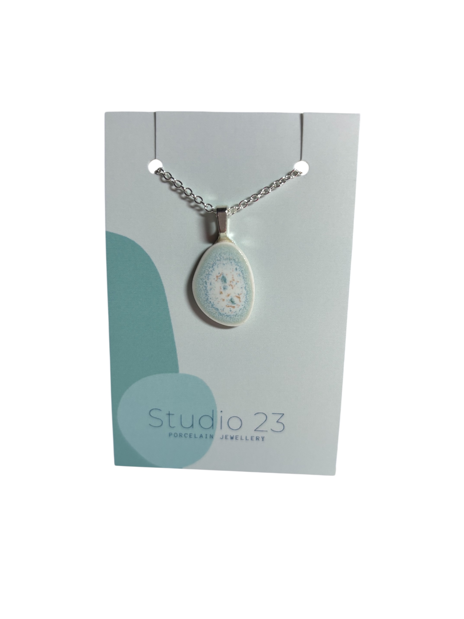 Studio 23 porcelain pebble pendant - Frost blue