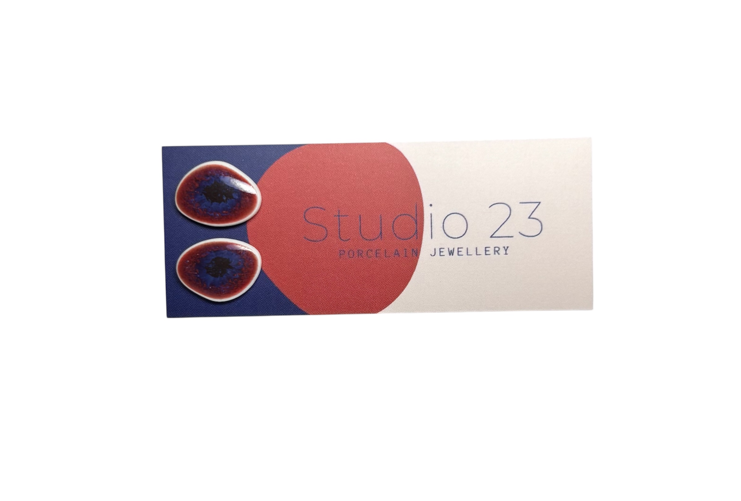 Stud Pebble Earring Pair-Burgandy/Navy