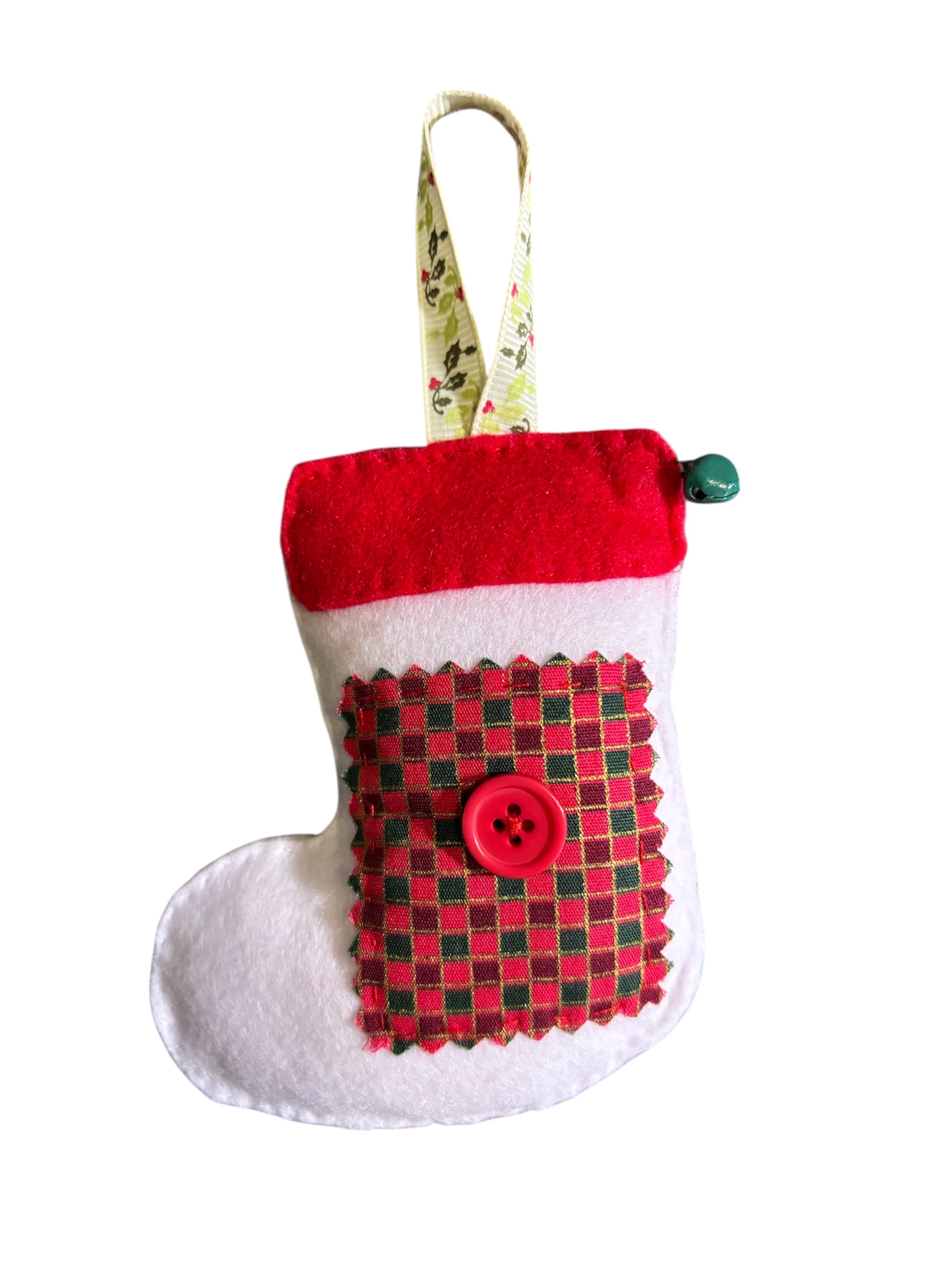Handmade felt Christmas stocking hanging decoration