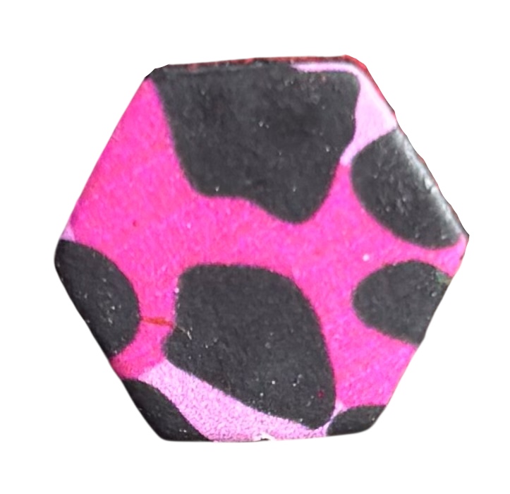 HEXAGON STUDS - PINK LEOPARD PRINT