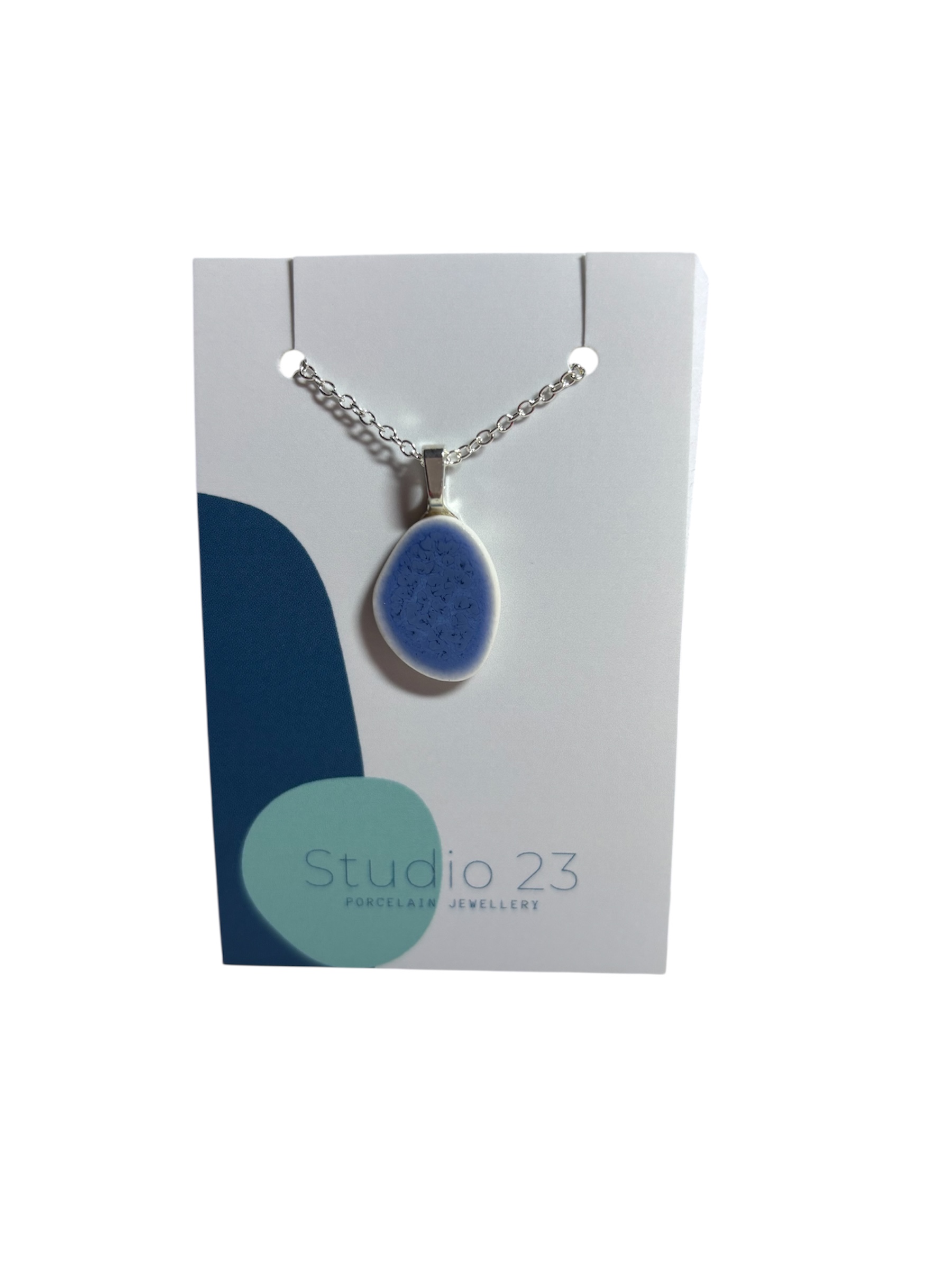 Studio 23 porcelain pebble pendant - Blue Opal