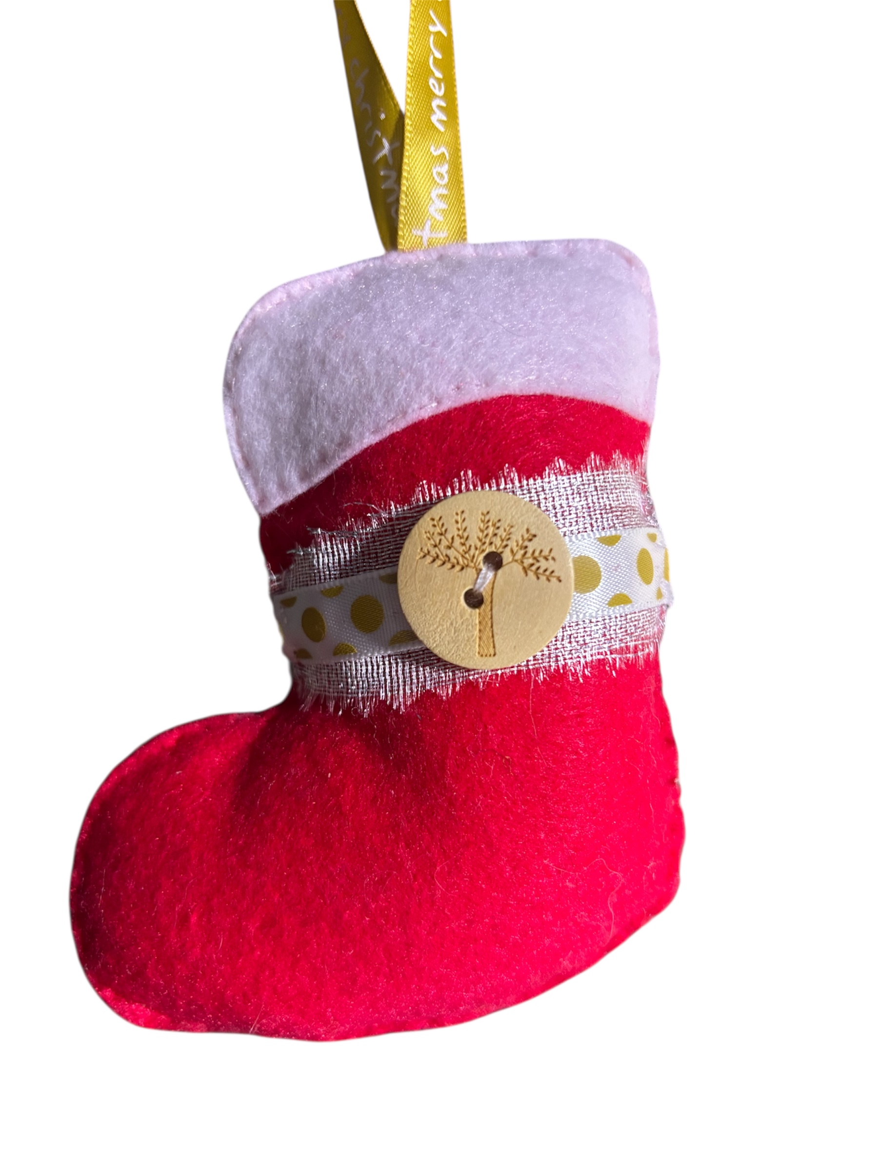 Handmade felt Christmas stocking hanging decoration
