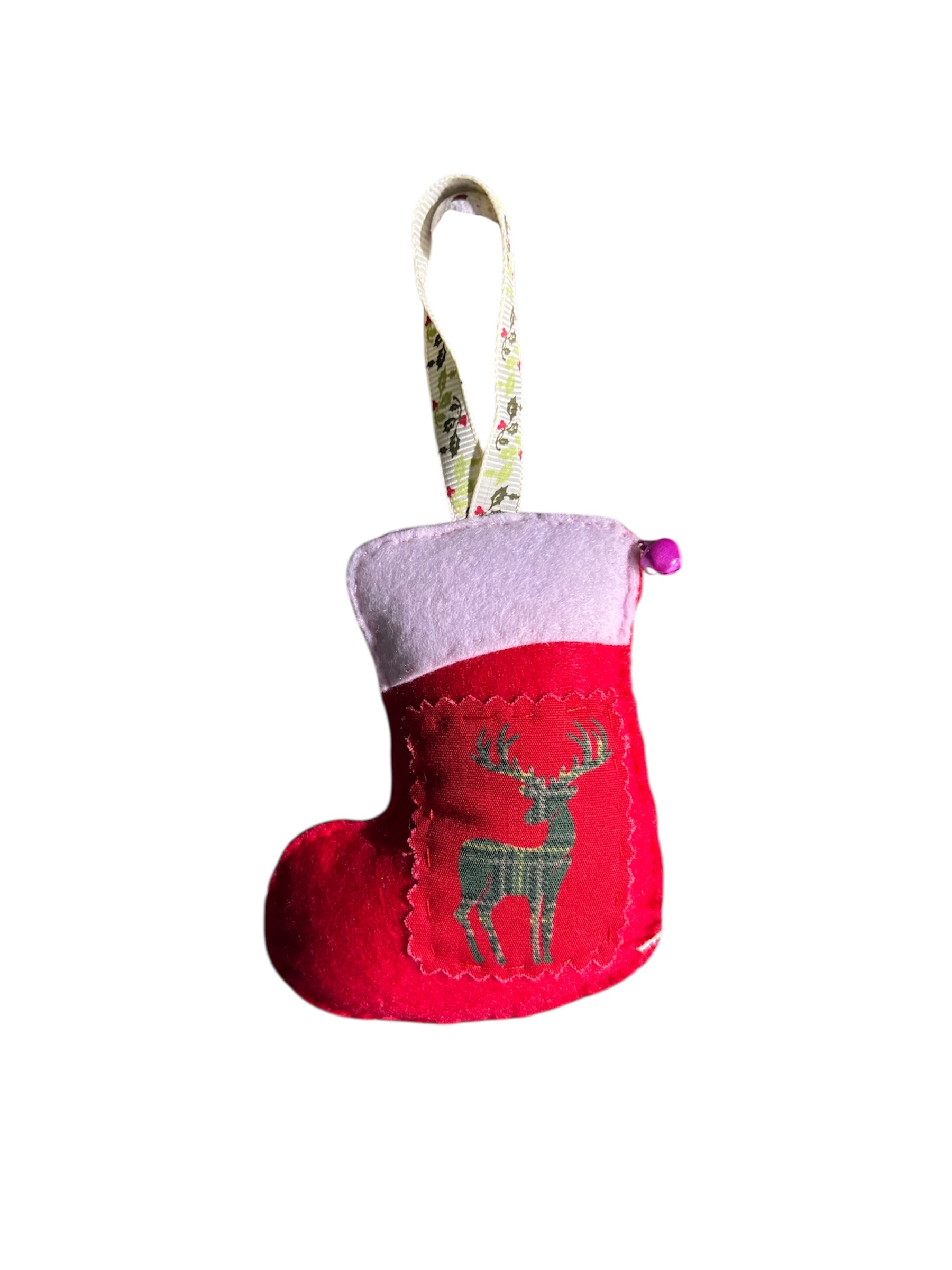 Handmade felt Christmas stocking hanging decoration